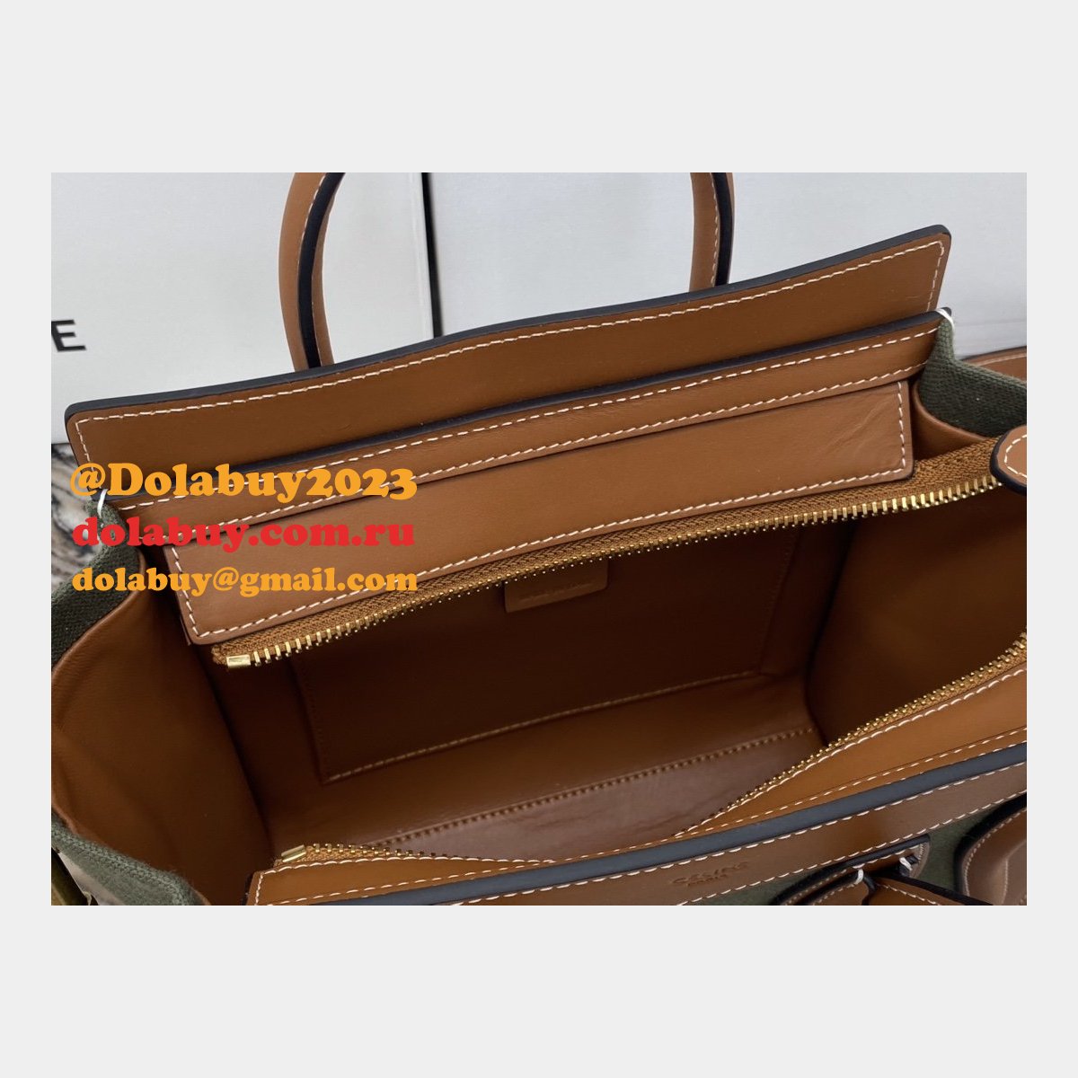 Designer Replica Celine Brown/Green Luggage Bags For Sale