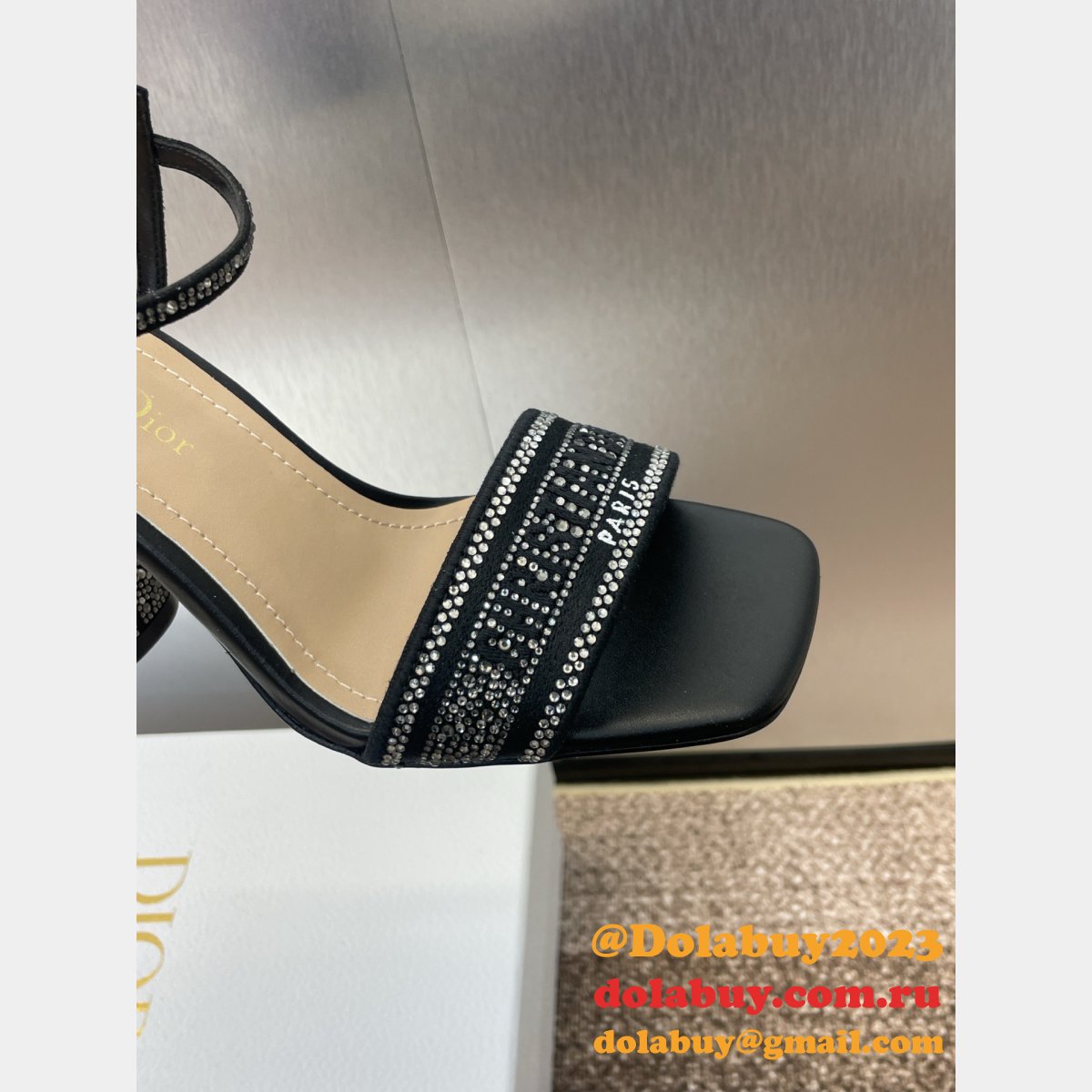 Top Quality Dior Silver-Tone Strass Heeled Sandal 9.5CM