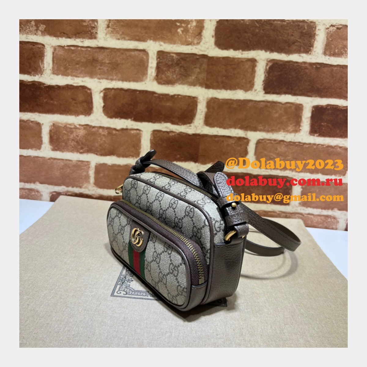 brown/blue G*u*i replica ophidia gg 722557 bag