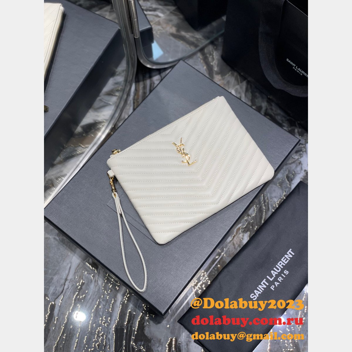 Buy Replica YSL Bags 379039/413444/440222 Clutchs Monogram A5 Pouch Online