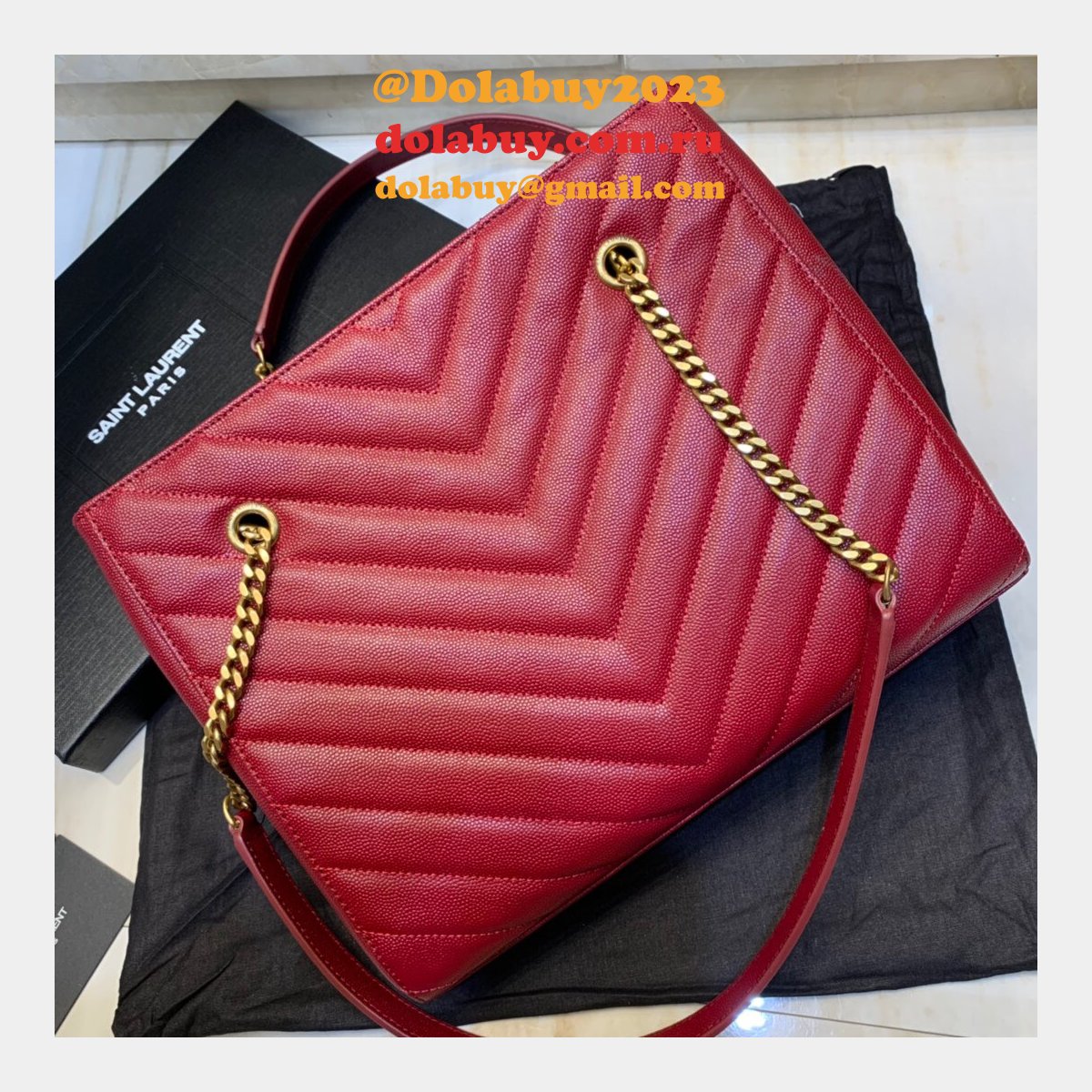 Shop Ysl Replica Saint Laurent Red and Black
