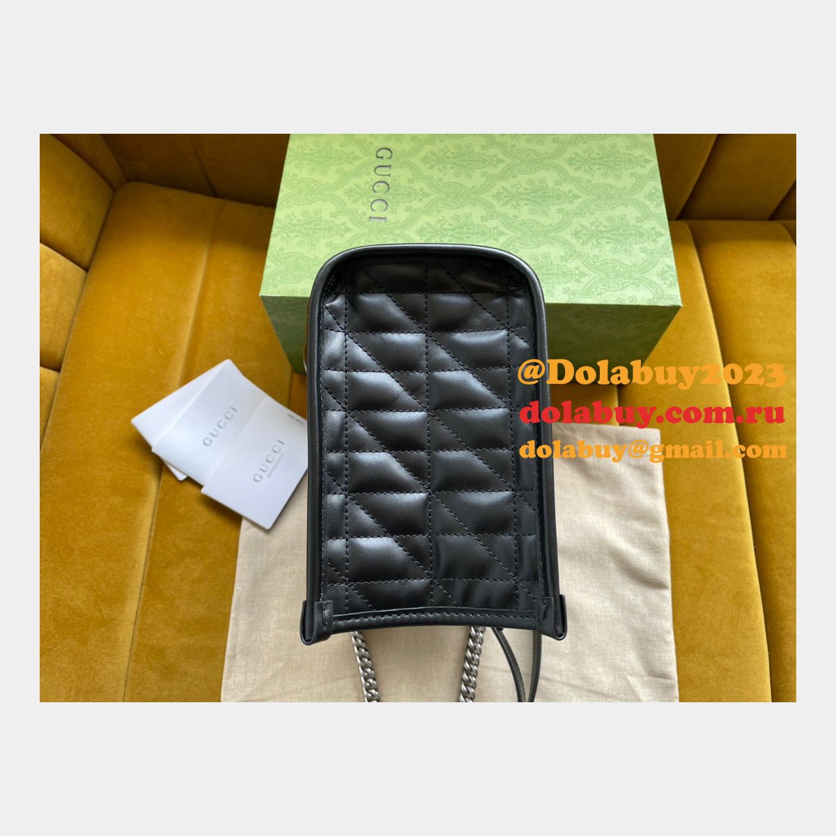 high quality G*u*i replica 681483 black small gg marmont tote bag