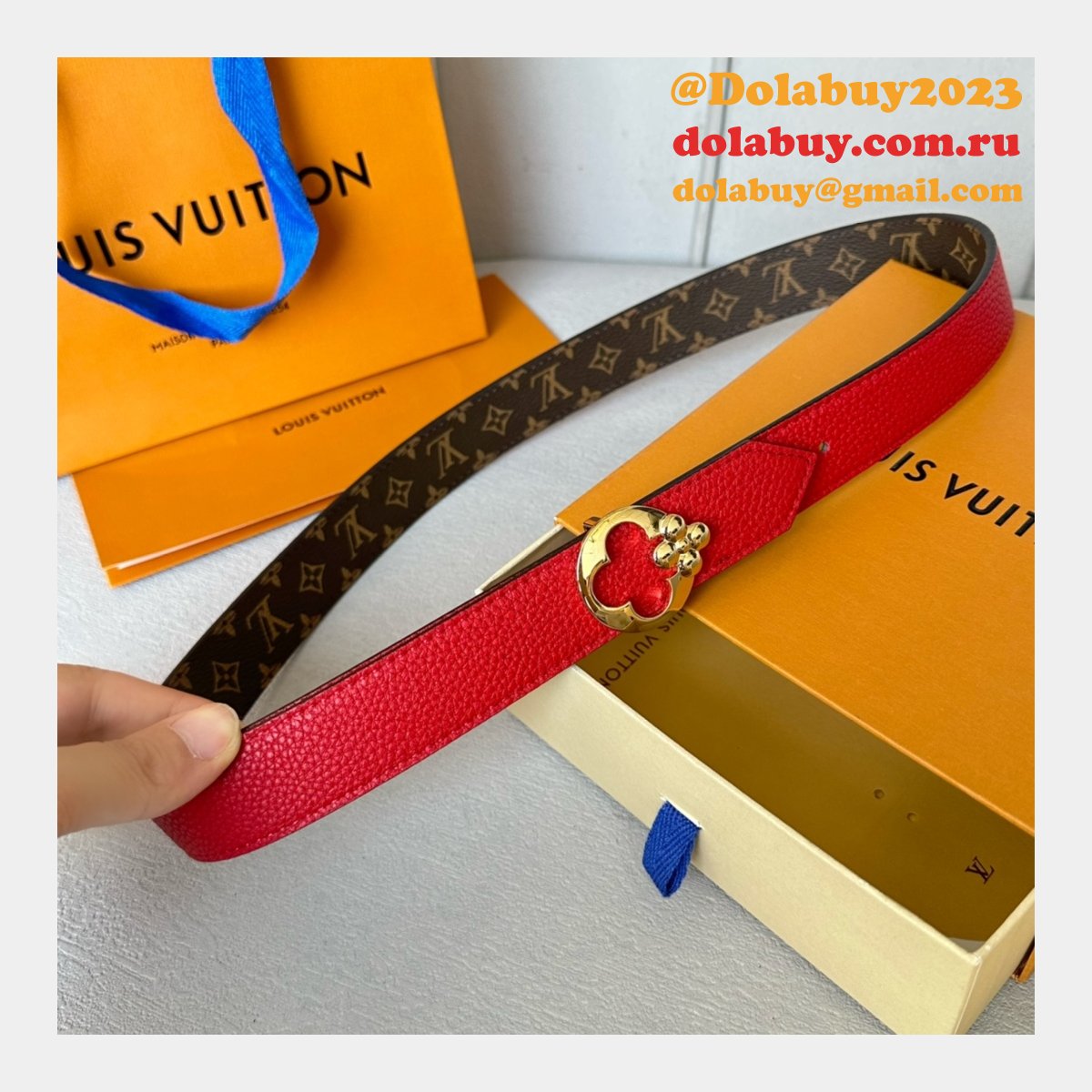 Designer LOUIS VUITTON Women Flowergram Belt 30MM