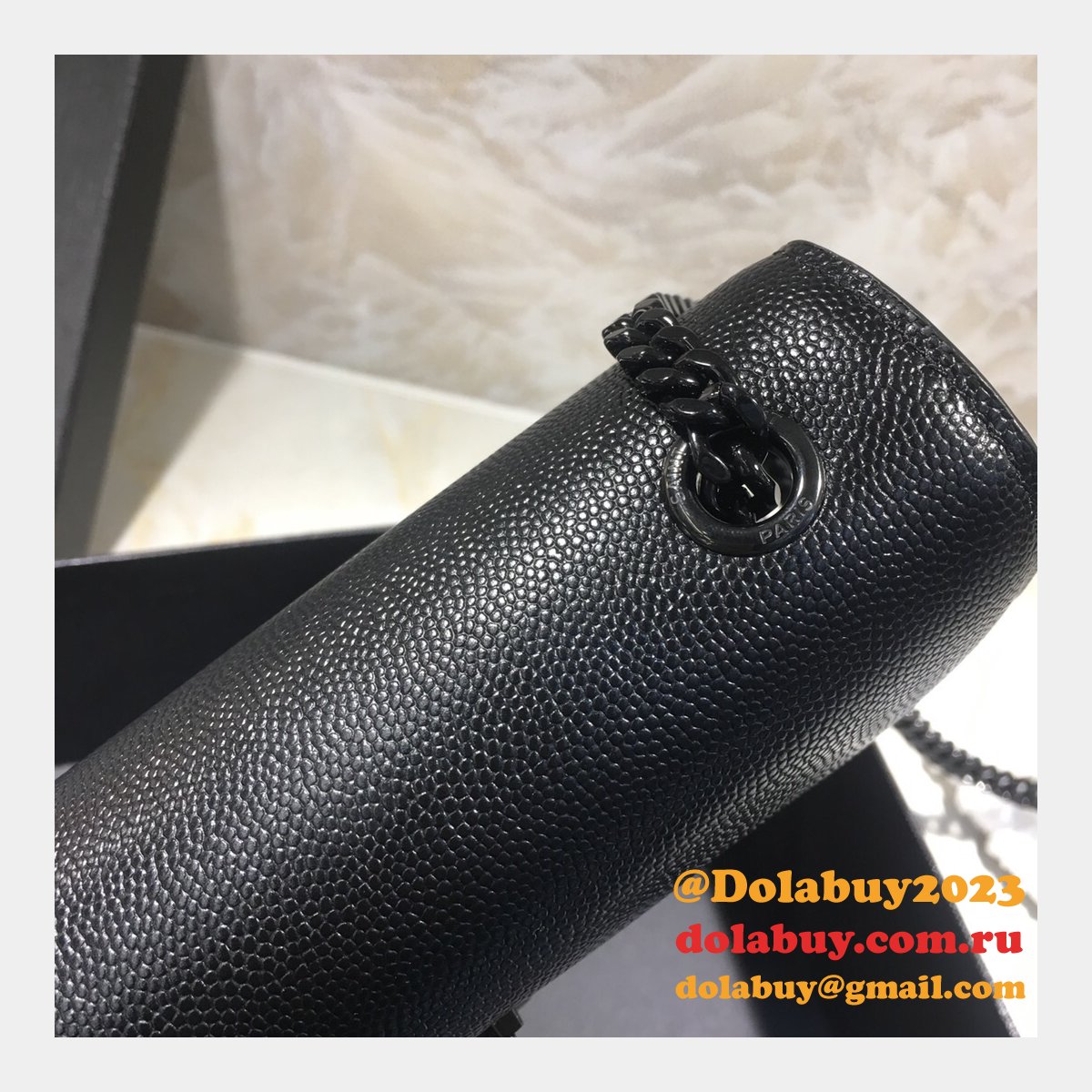 YSL Replica Crossbody Bags Leather & Chain 20cm Black