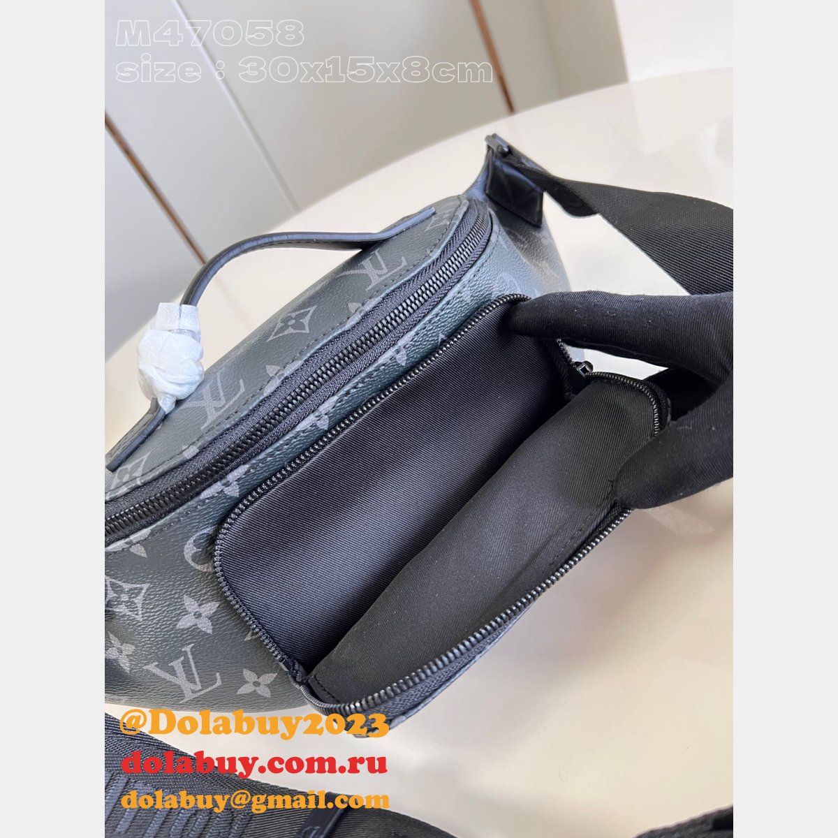 Louis Vuitton M47058 Rush Bumbag Black Flowers Shadow Fake Bag