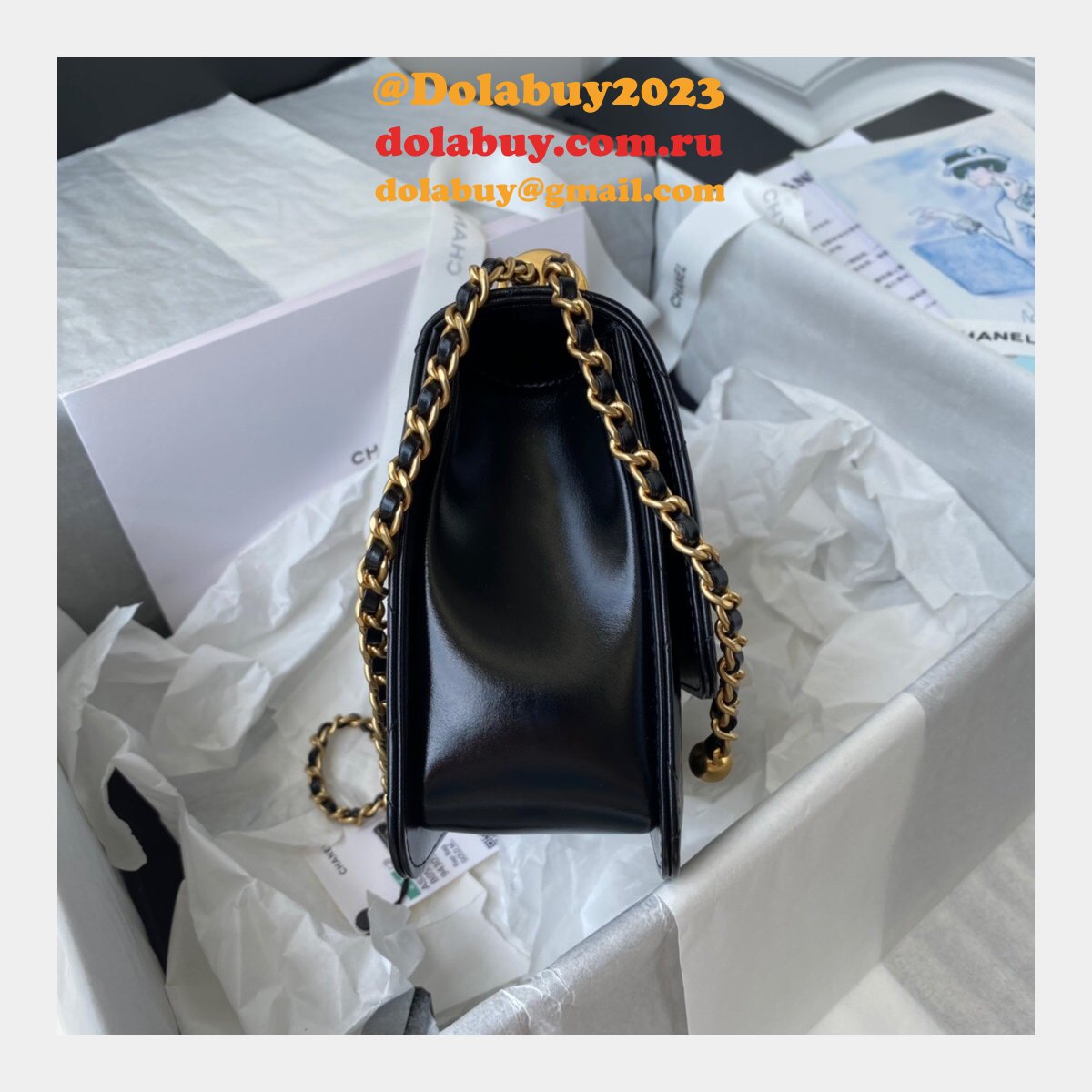 1:1 Replica AS2649 Calfskin & Gold-Tone Metal Flap Bag