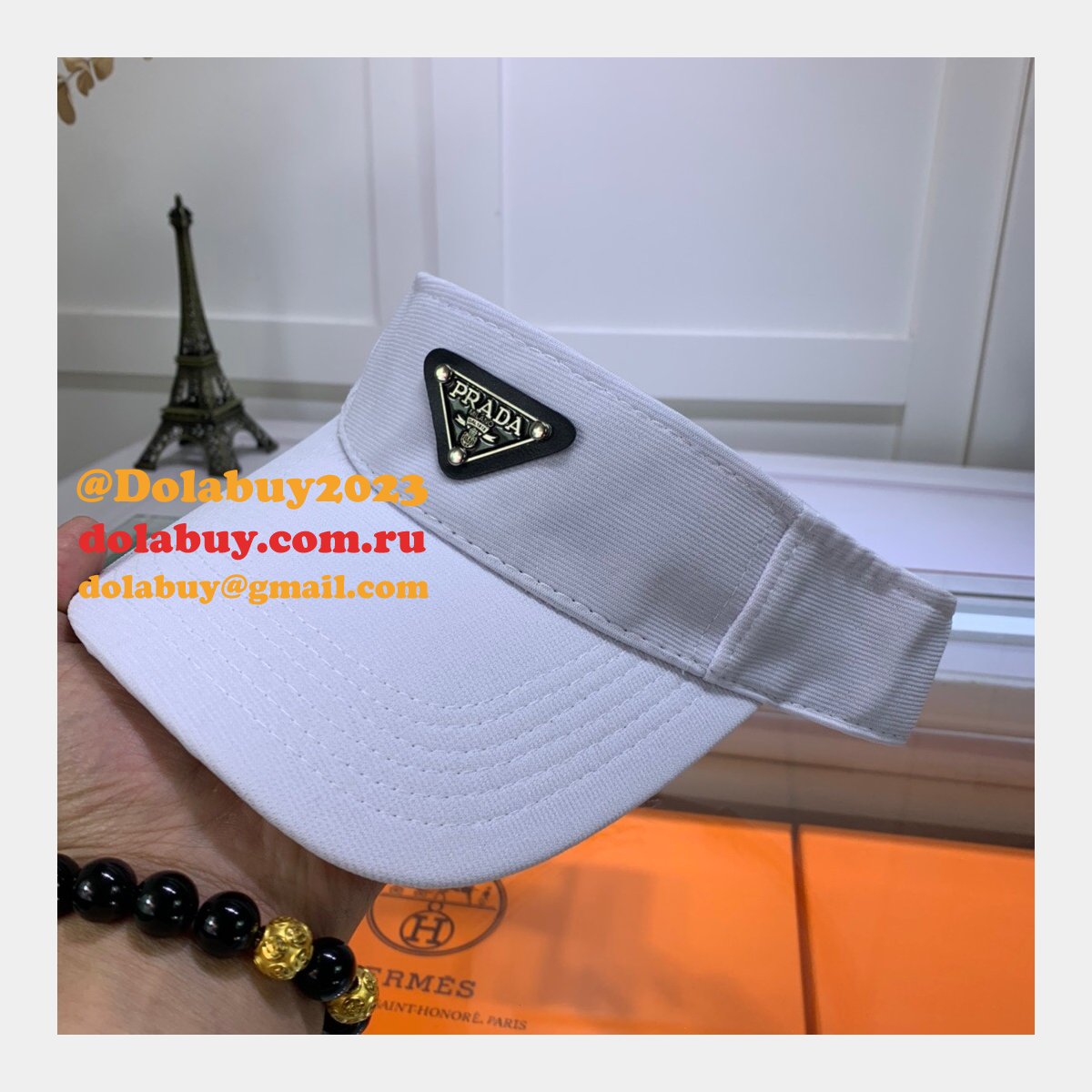 Wholesale Prada Metal triangle logo Empty top hat