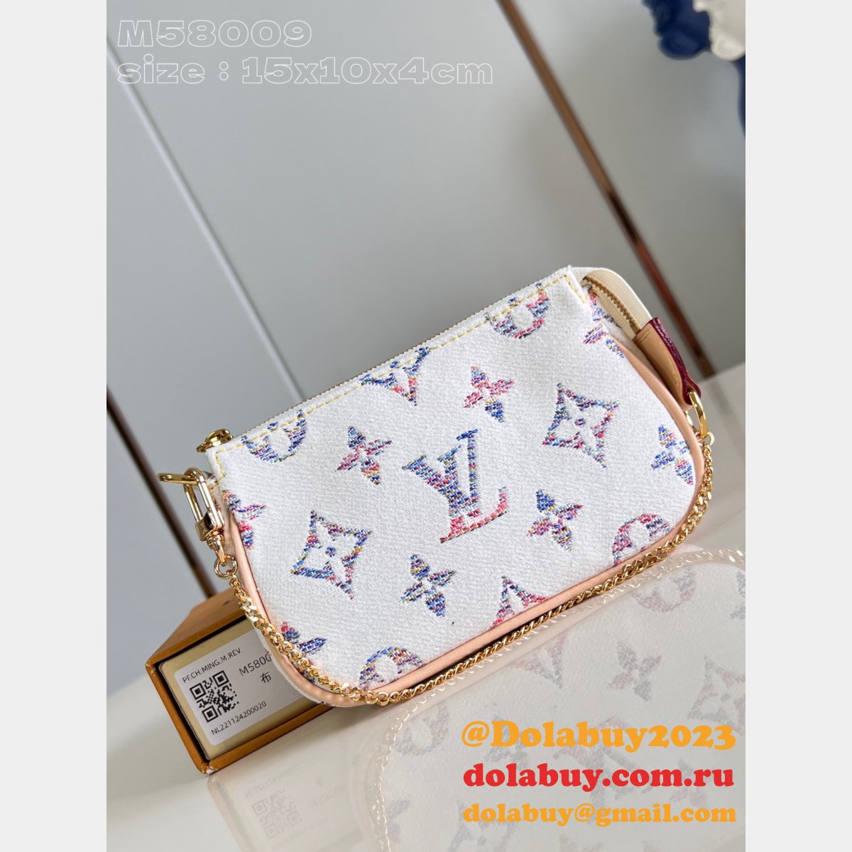 Louis Vuitton Inspired M83499 Wallet Multicolor White On Pochette Chain Ivy