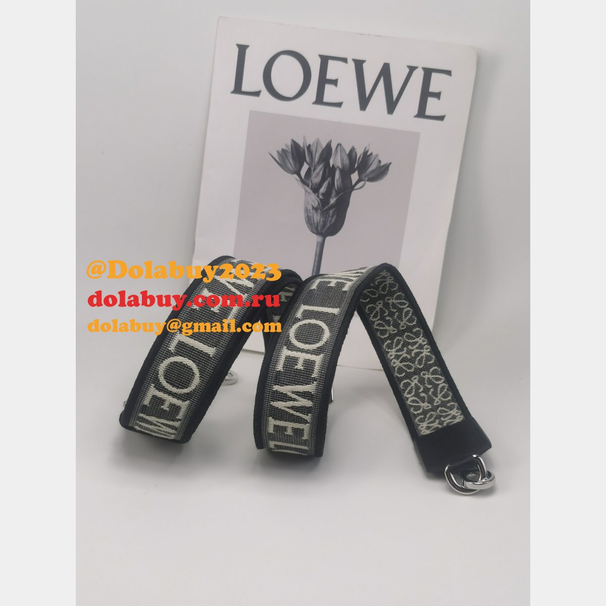 Best Loewe Anagram double-sided embroidered shoulder strap