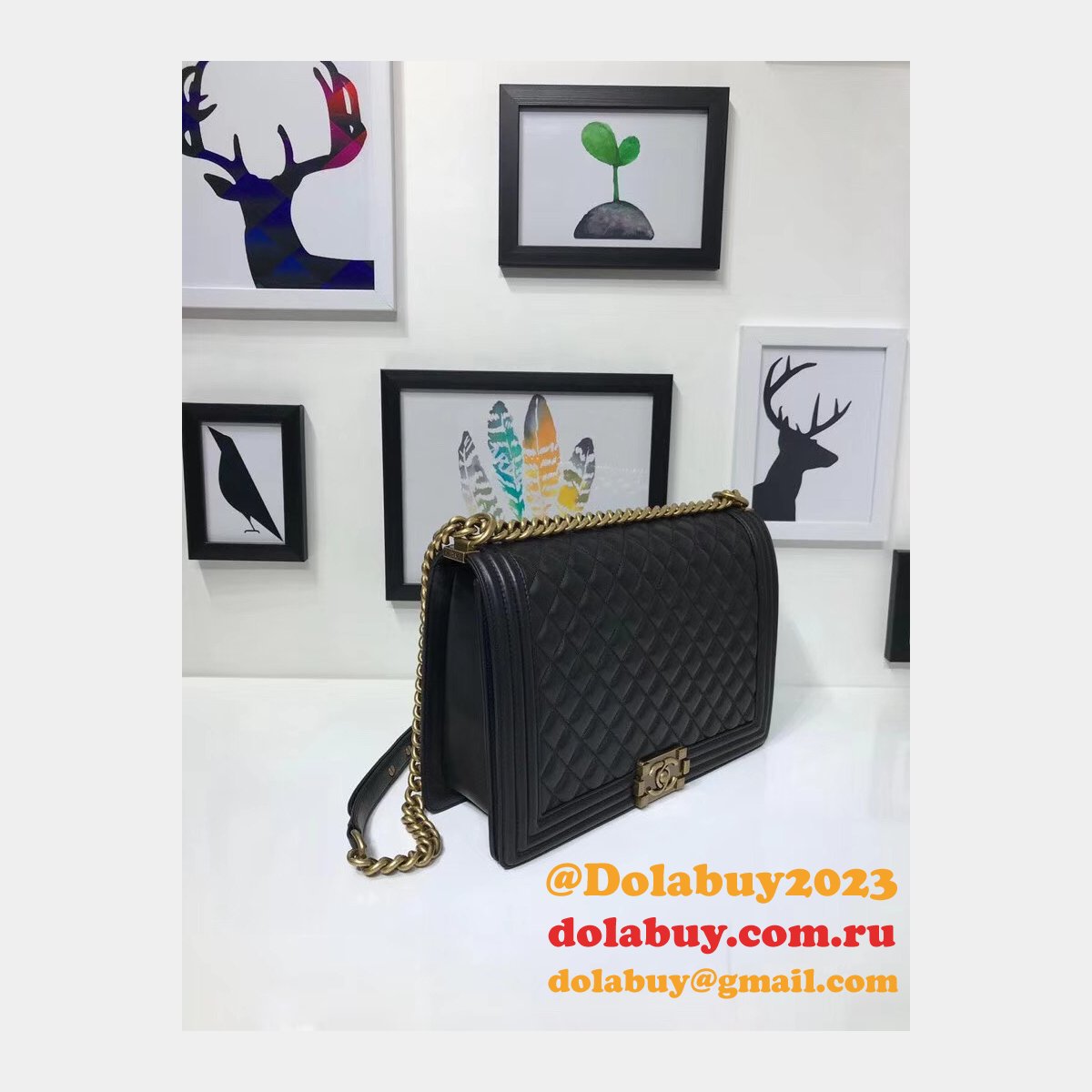 High Quality CC Le Boy Luxury Bags Lambskin 30cm