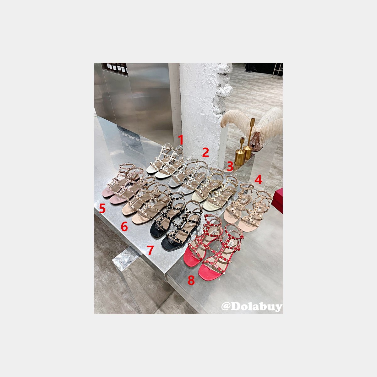 Wholesale VALENTINO ROCKSTUD FLAT CALFSKIN SANDAL WITH STRAPS