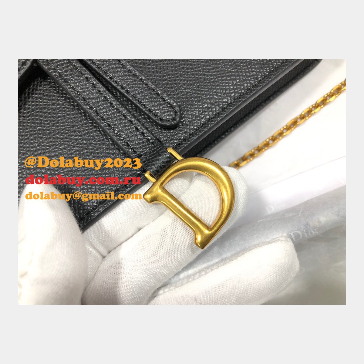 Saddle Woc 22CM Black Replica Dior Oblique Jacquard