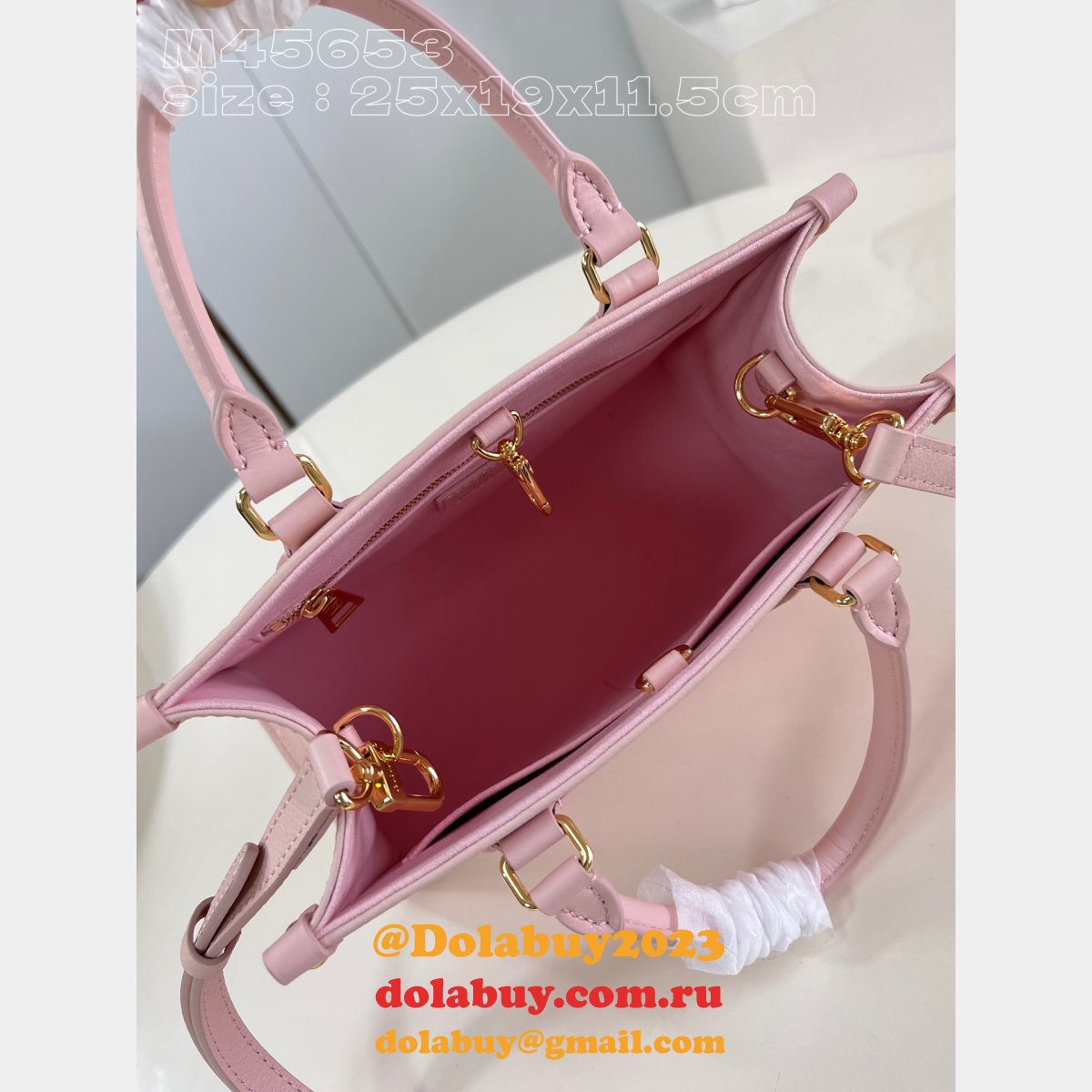 Wholesale M47135 Onthego Designer Copy Louis Vuitton Dolabuy Pink Bags