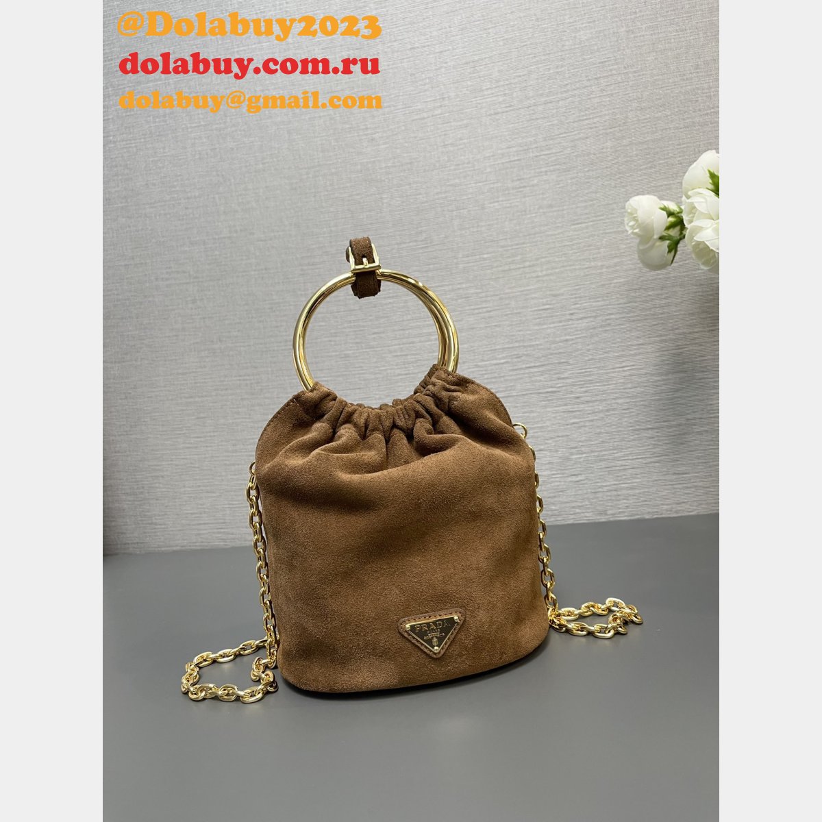 Wholesale New Prada 1:1 Mirror Mini Nappa Bucket Bag 1BC227