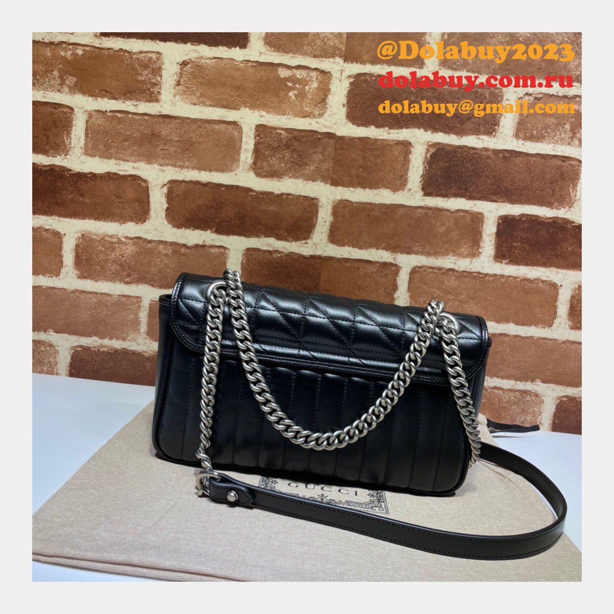 designer G*u*i replicas gg marmont matelassé shoulder bag in hibiscus black 443497 leather