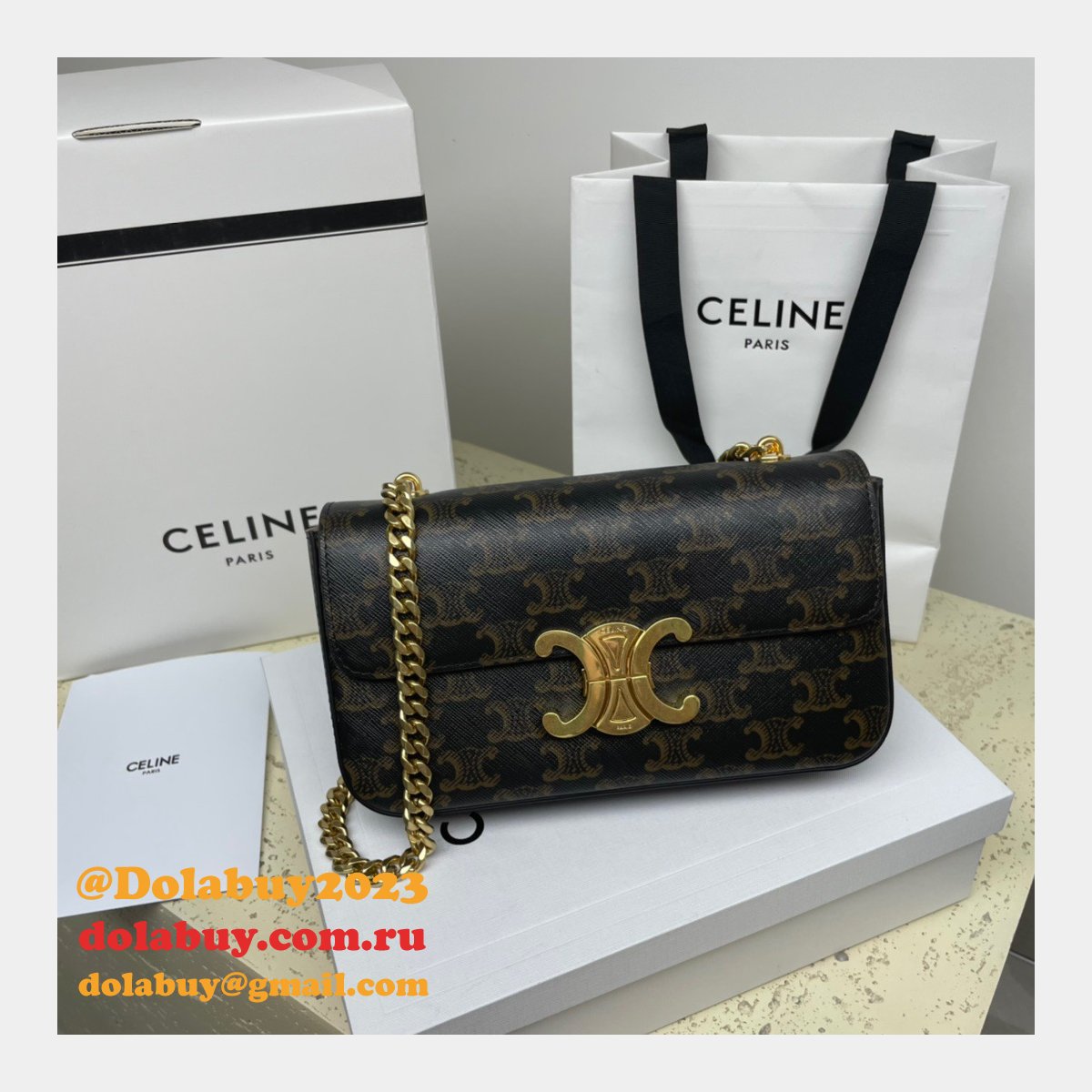 REPLICA CELINE RIOMPHE 20.5CM chain bag