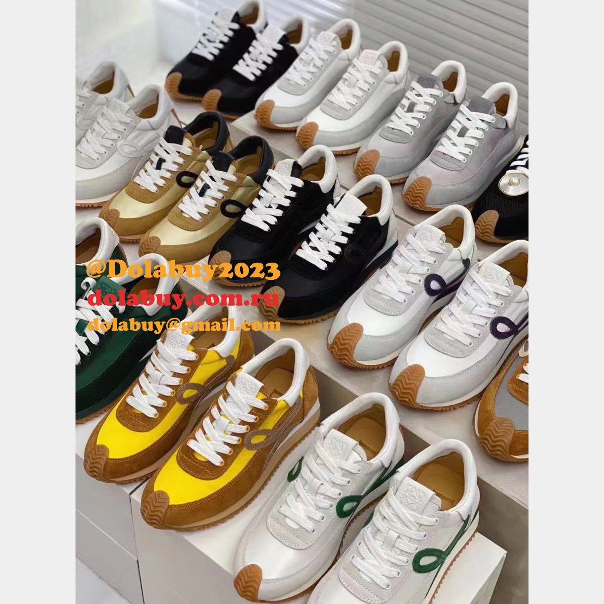 Luxury loewe Ballet Runner in nylon and calfskin