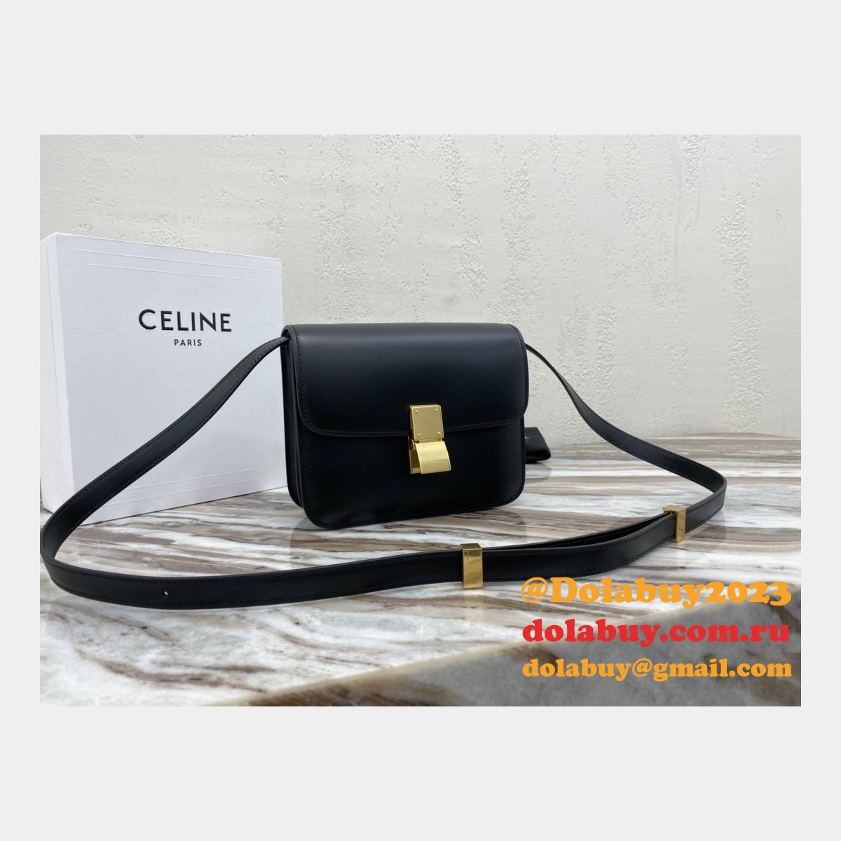 Replica Celine Teen Classic Leather Shoulder Black Bag