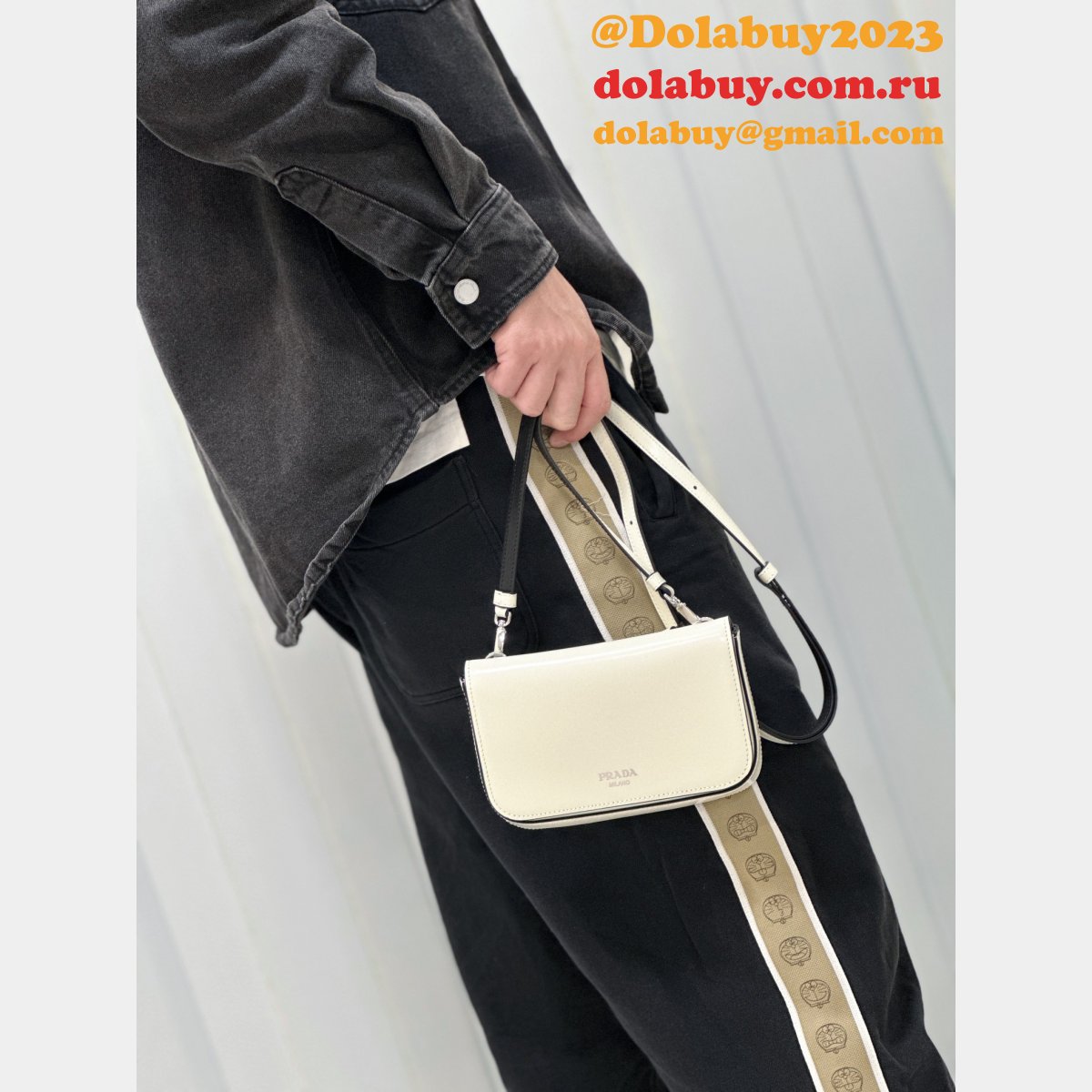 Black Brushed Shoulder Strap Prada 2VD061 Replica Designer Bag