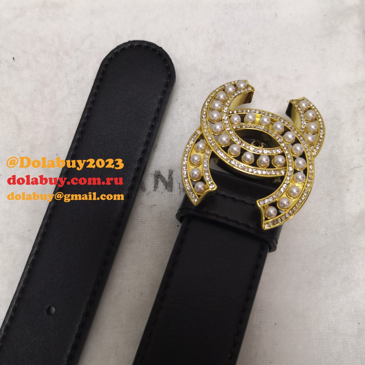 Luxury Replica CC Double C Belt Black Width 3.0cm 1137