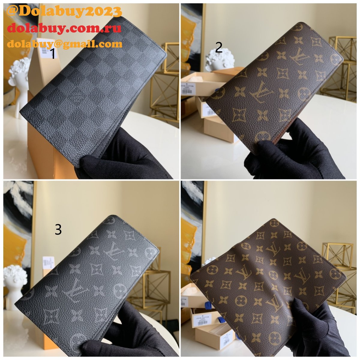 M61697/N62665/M66540 Brazza Wallet Monogram Eclipse Damier Graphite LV Replica