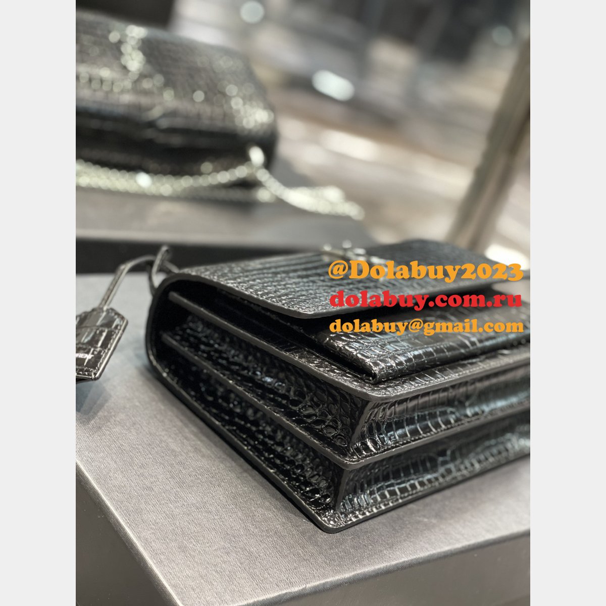 Designer YSL SUNSET BAG 22CM 422906 CROCO