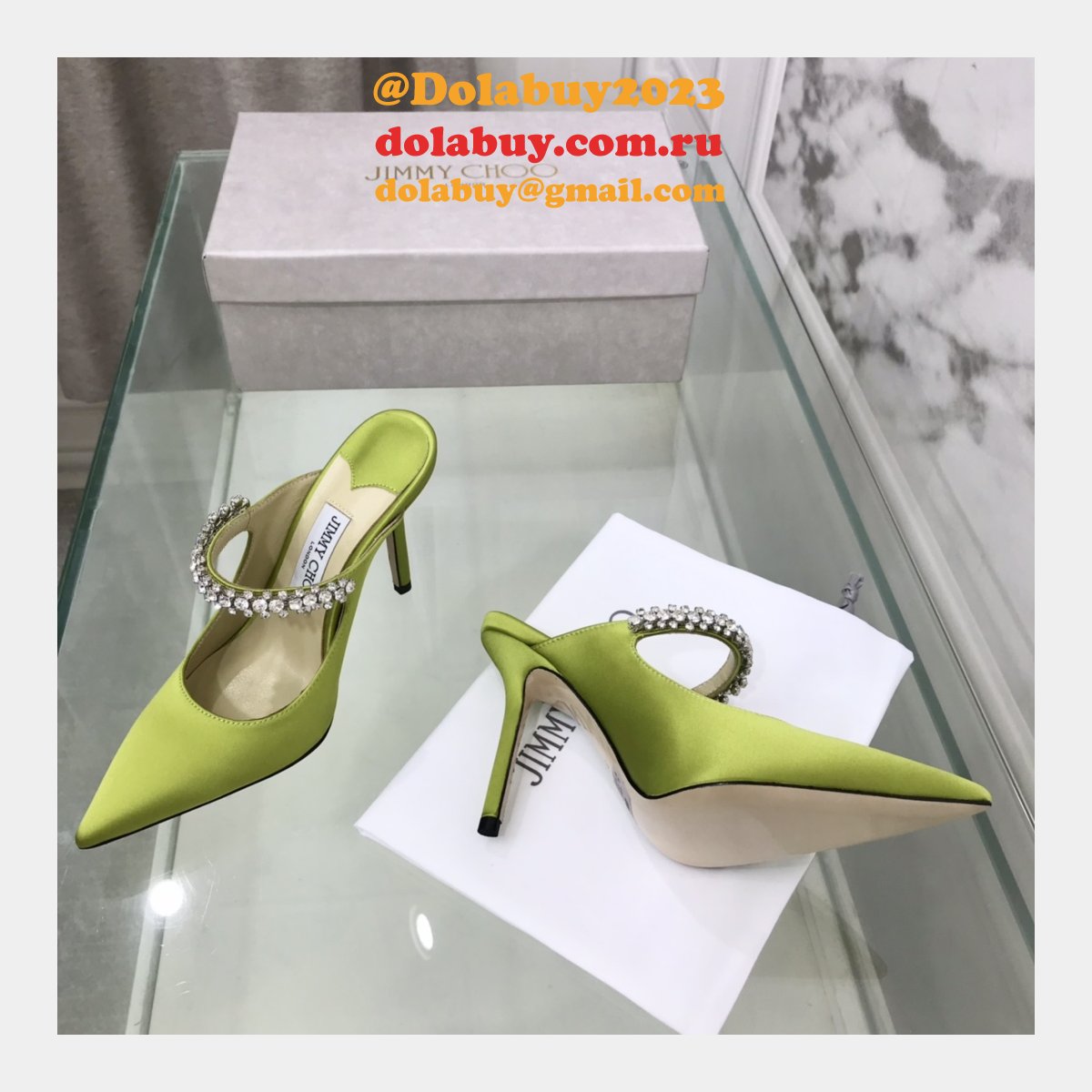 Bing 100 Embellished Satin High Heel Mules Fake Jimmy Choo Shoes