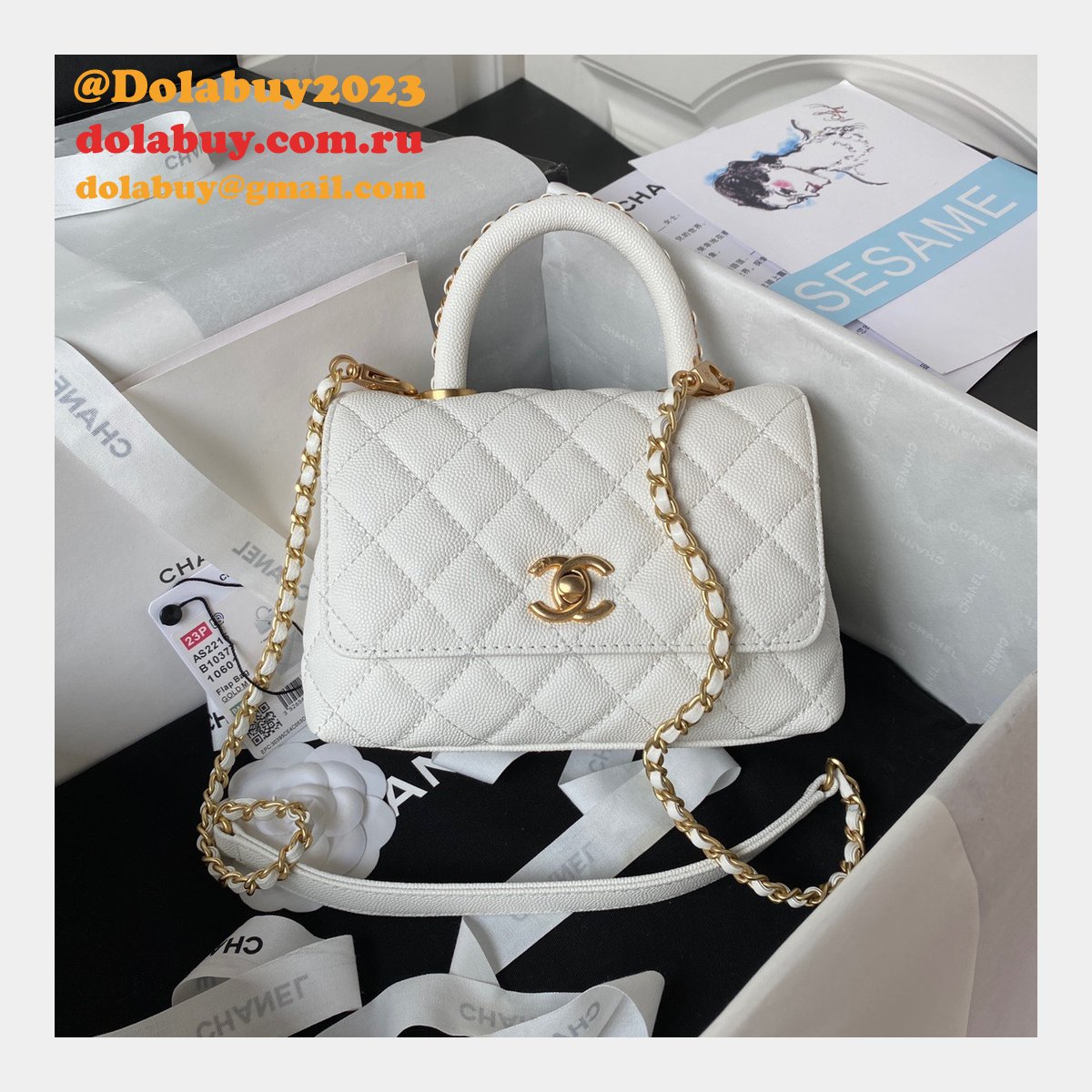 Replica Handle Matelasse 2Way AS2215 Shoulder Bag CAVIAR 19CM