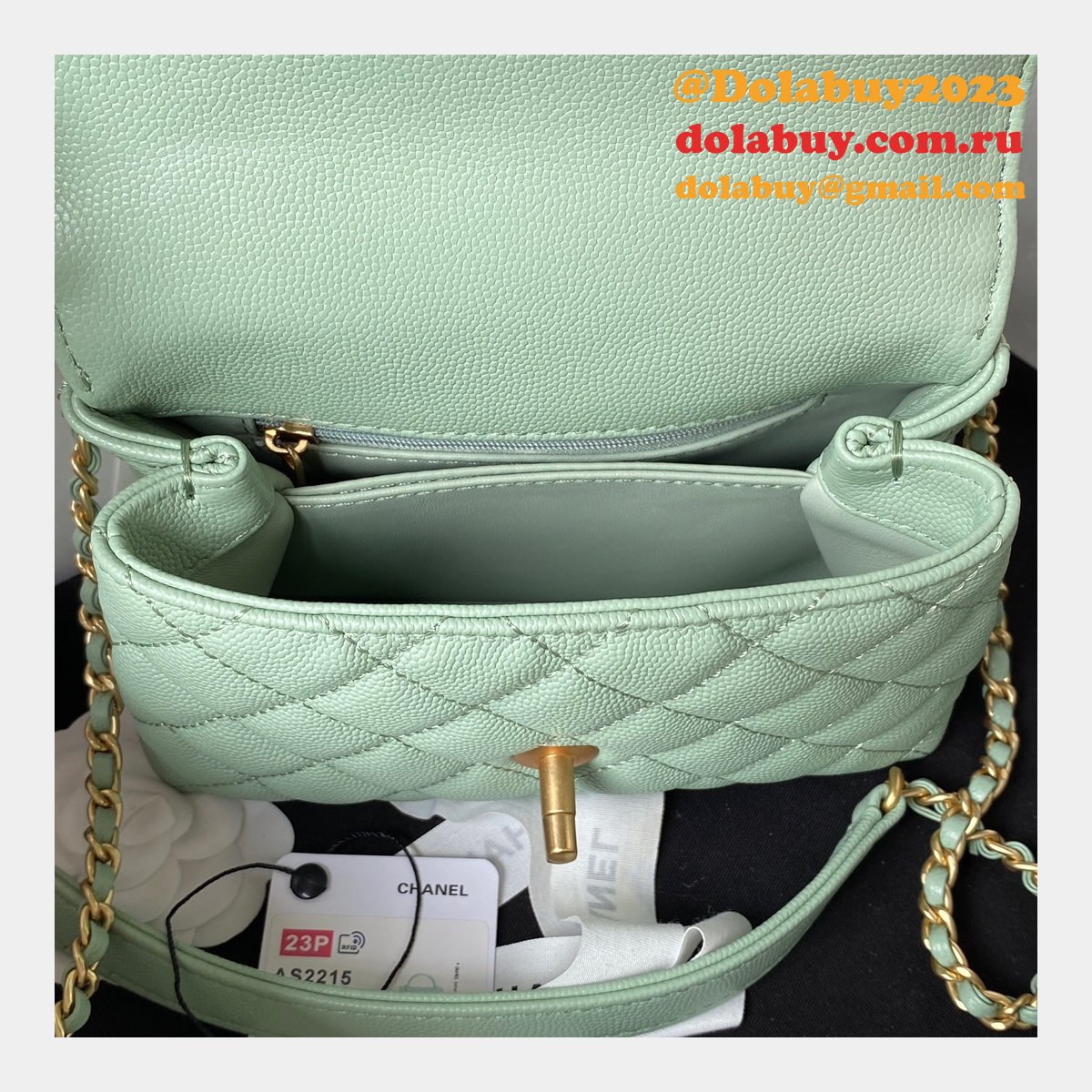 Replica Handle Matelasse 2Way AS2215 Shoulder Bag CAVIAR 19CM