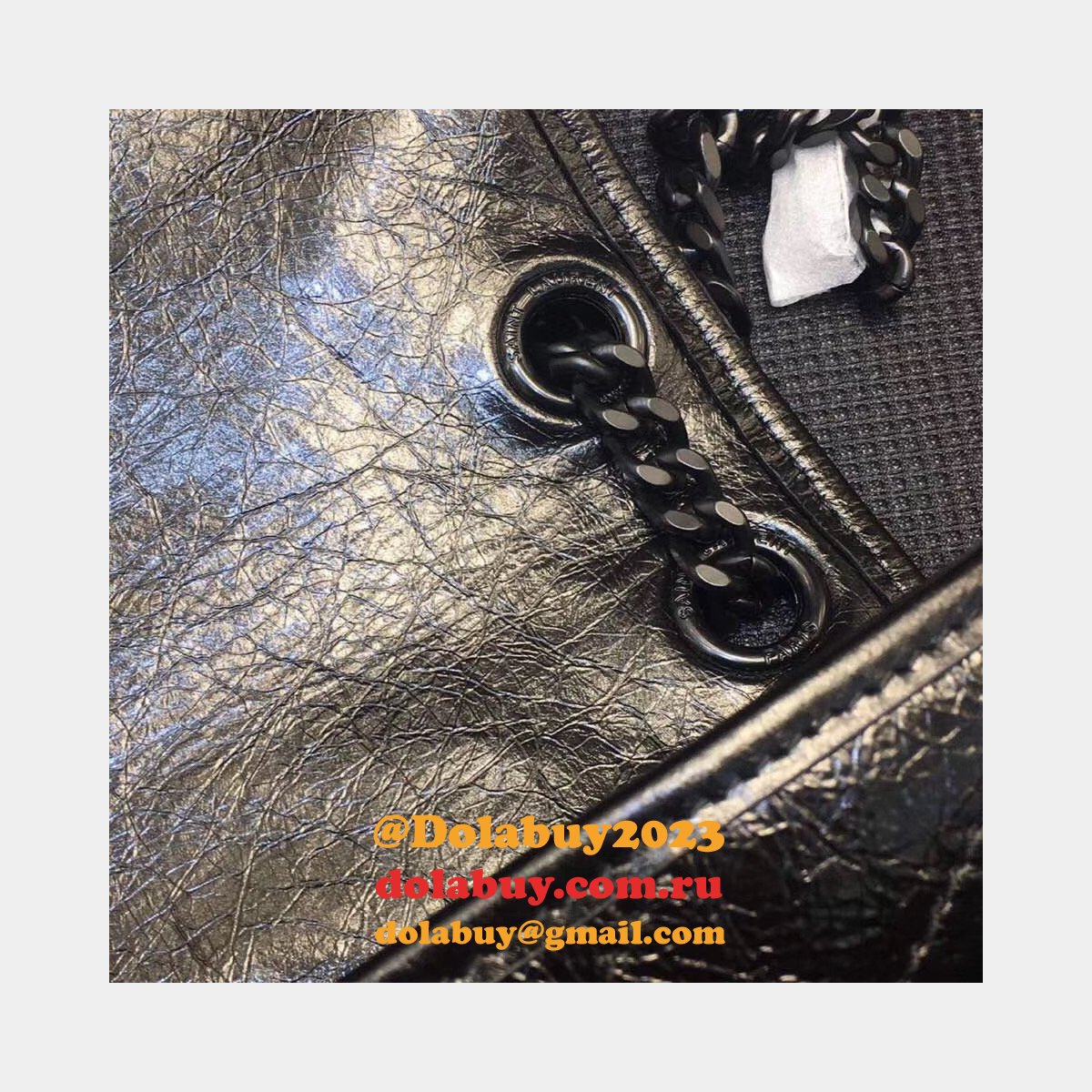 Buy Online YSL Nikki 28cm 498894 Stitch Flap Black Bag