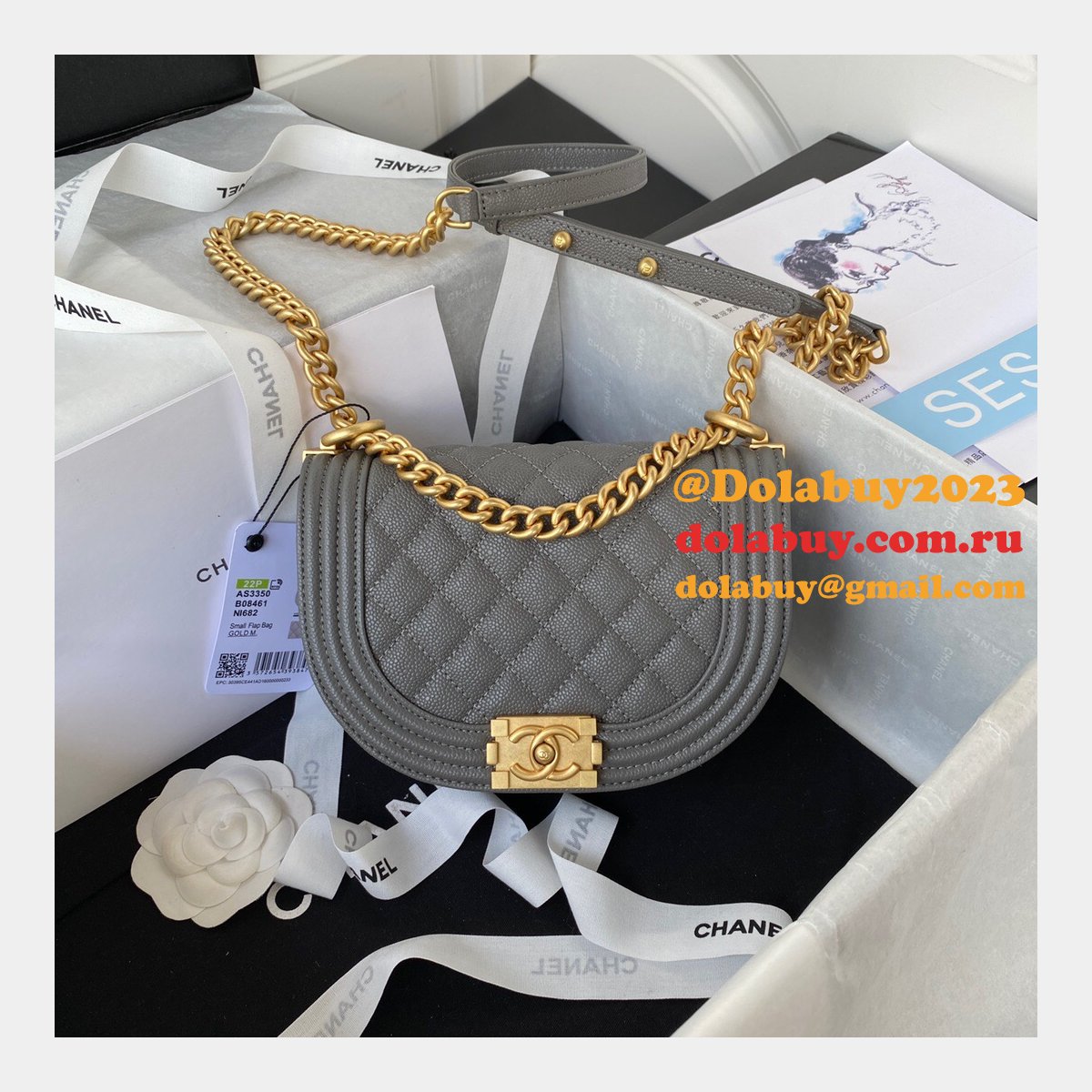 Replica Wholesale Boy Messenger Velvet AS3350 Gold-Tone Bag