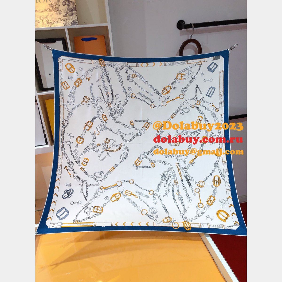 Designer Fake hermes twill silk scarf