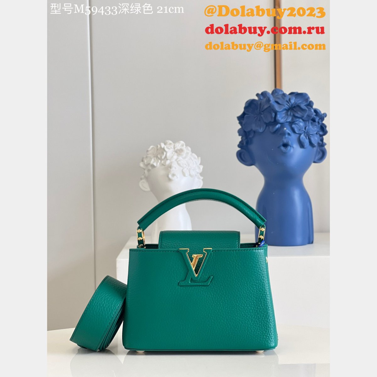 Louis Vuitton Wholesales Replica M59434/M59433 Capucines Green Bag