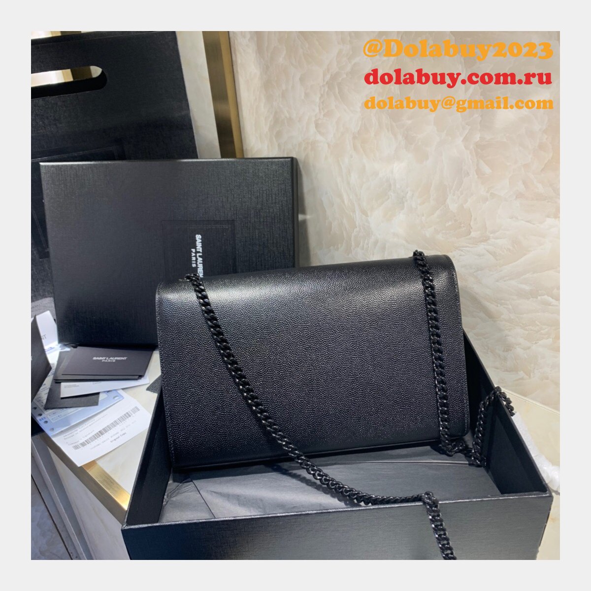 REPLICA SAINT LAURENT KATE BAG 5868006 BLACK ON BLACK