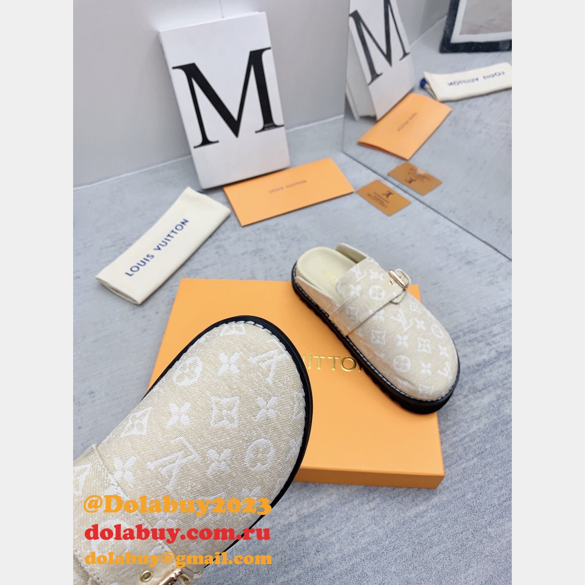 Outlet Replica Louis Vuitton Baotou Drag   men Shoes Dolabuy