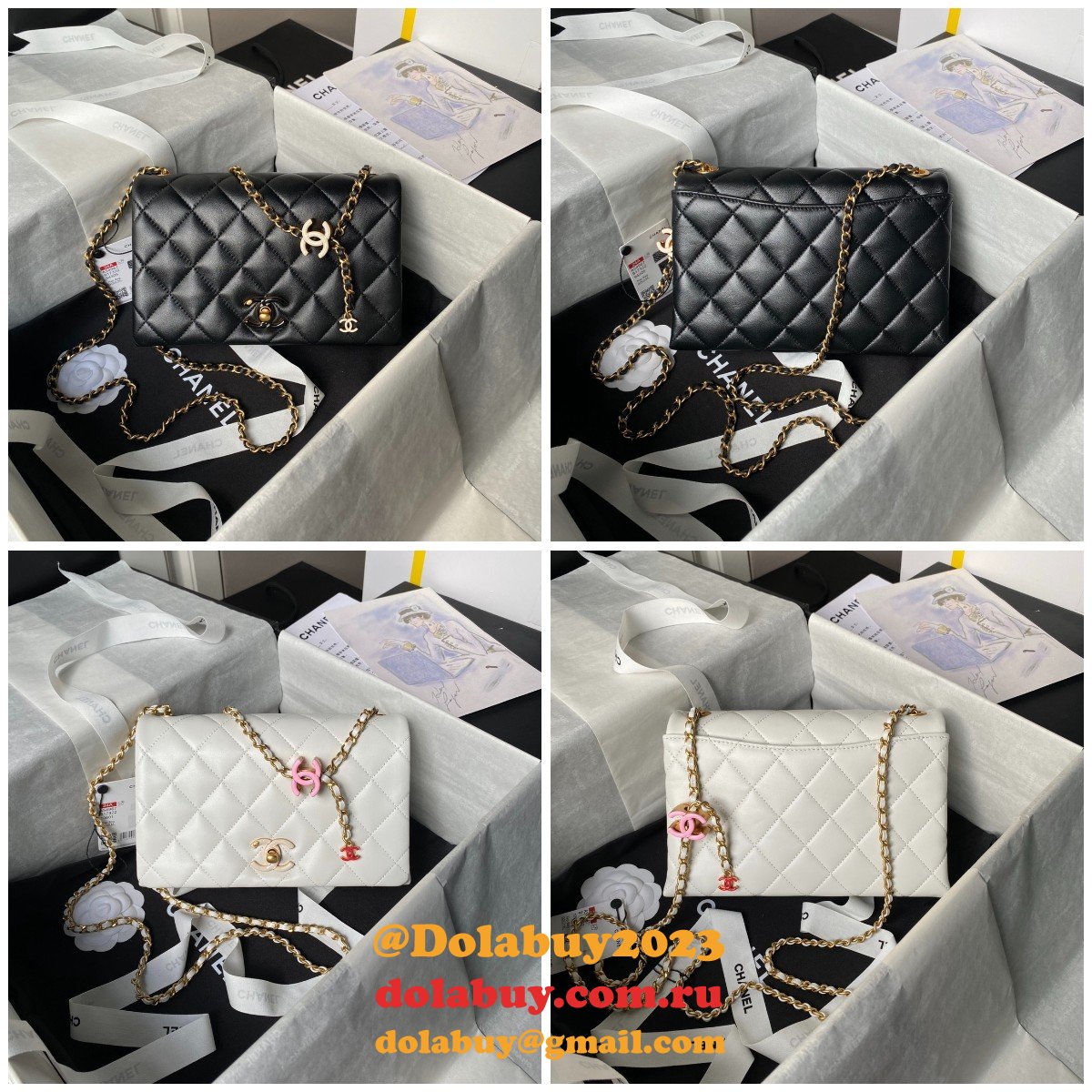 Replica AS4967 Classic Flap Luxury 7 Star Black/White Bags