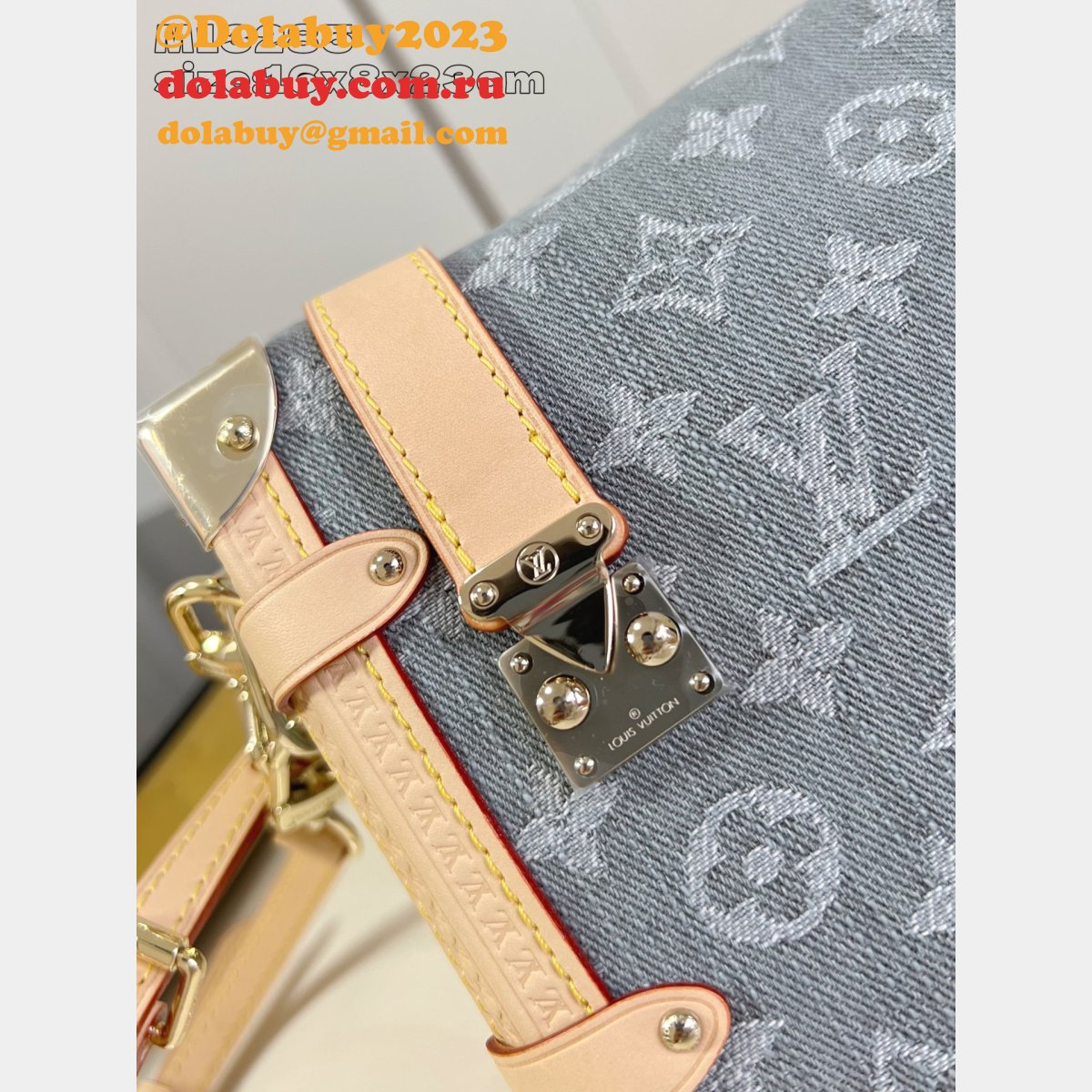Louis Vuitton M13285 Side Trunk MM Bag Luxury Monogram Denim Grey