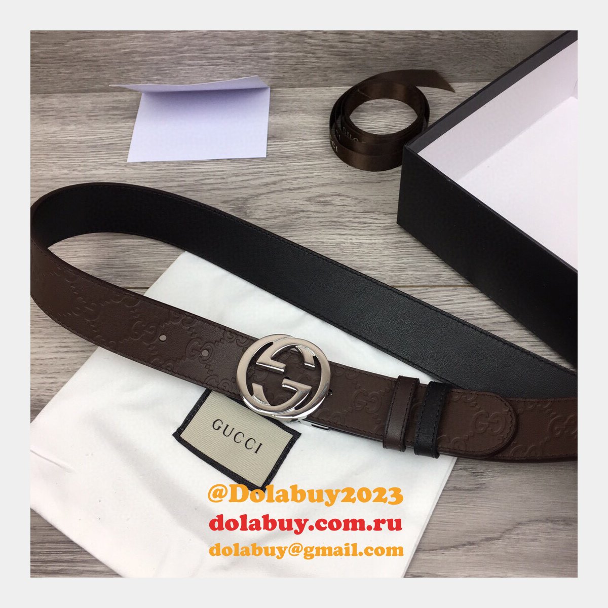 fake G*u*i 37mm double g leather replica belt