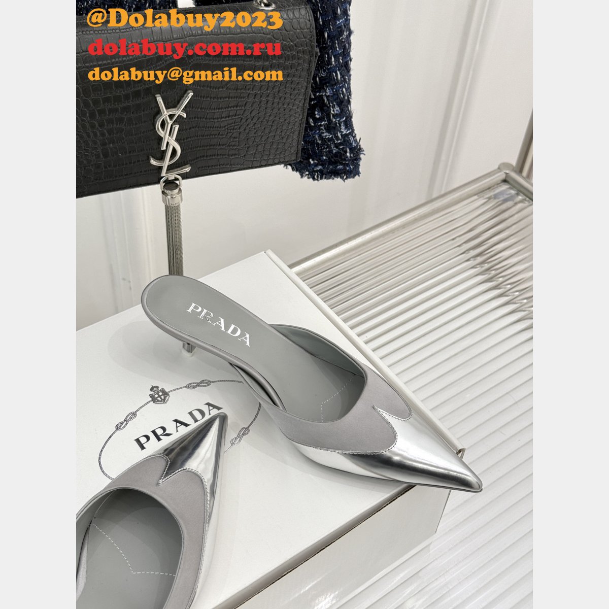 Designer Prada Satin Mules FROM THE RUNWAY