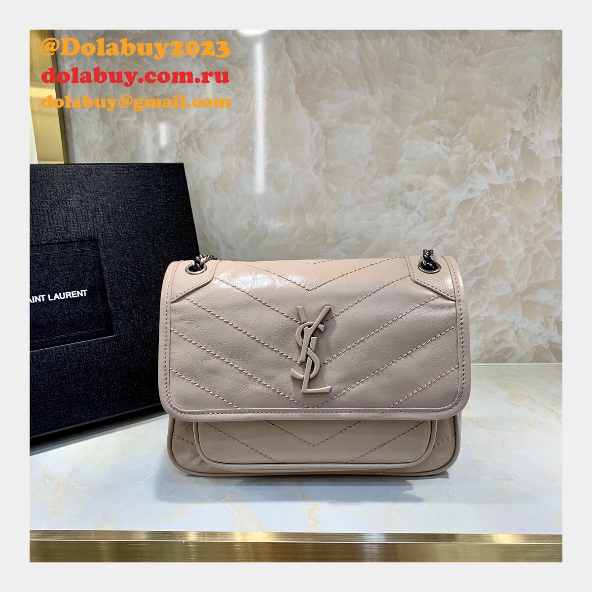 YSL Replica Niki 22cm crinkled vintage leather 533037
