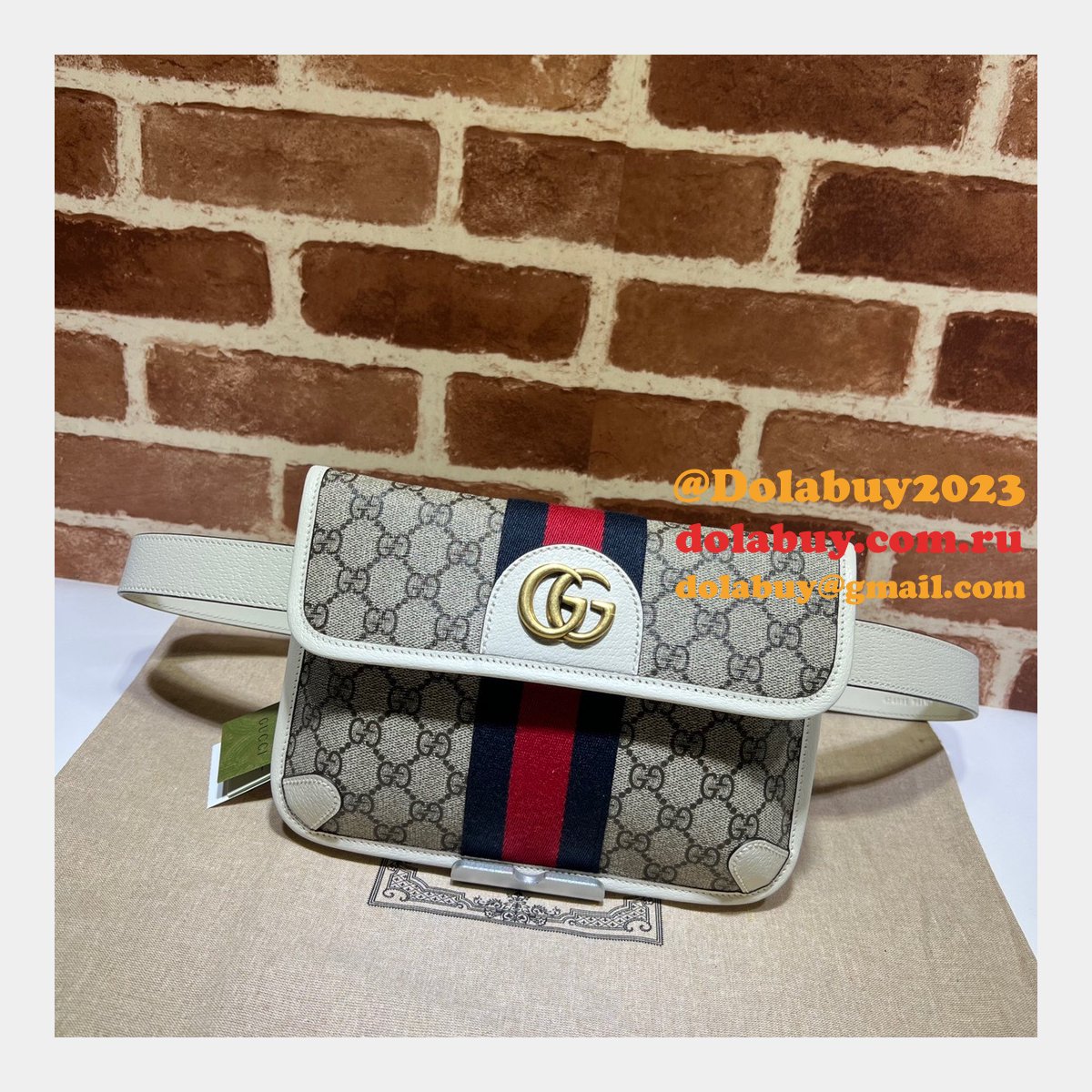 Best Quality Gucci Replica Ophidia belt bag 674081 GG supreme canvas
