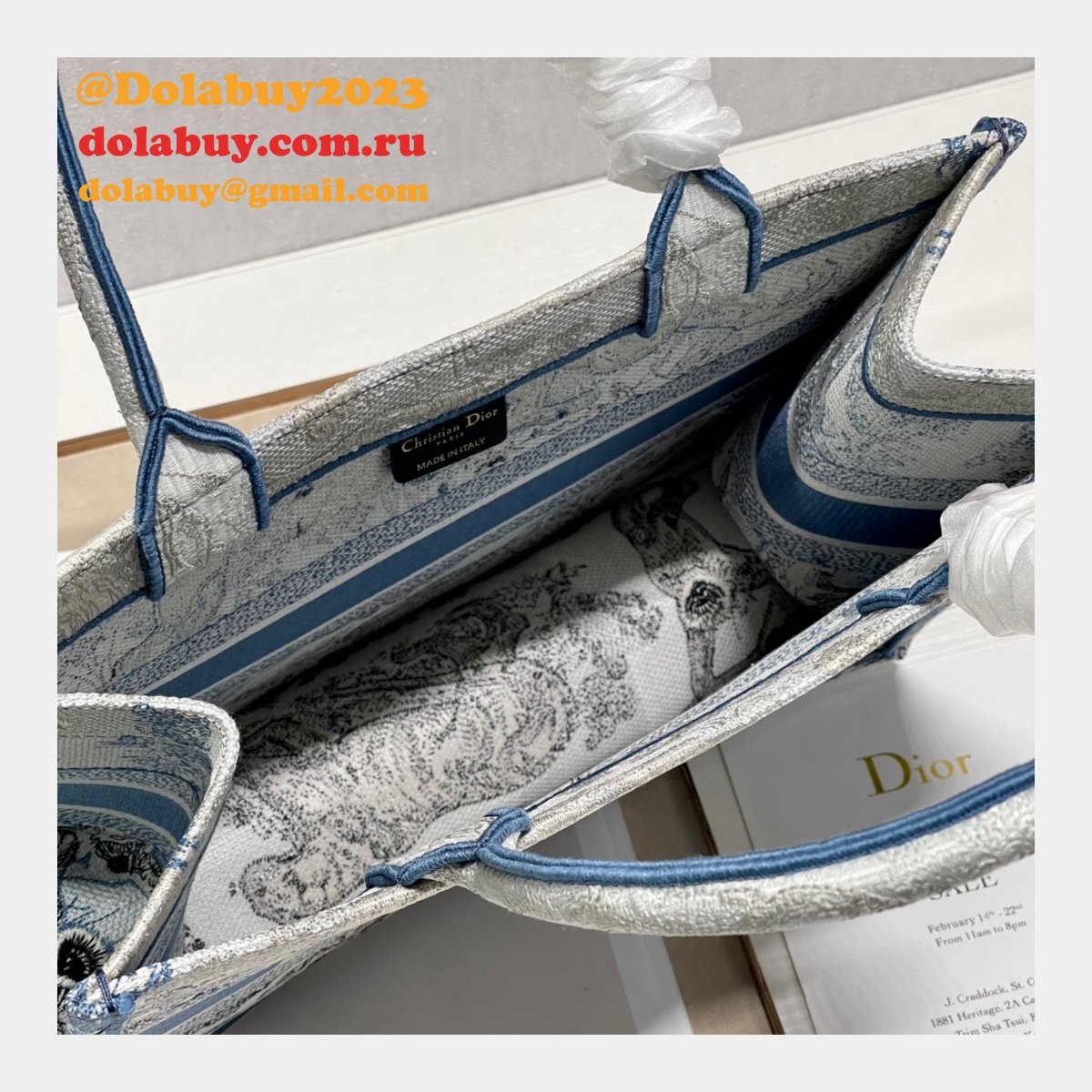 Replica Top Quality Dior Embroidered Book Tote Bag