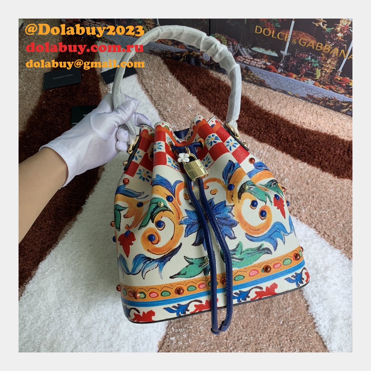 Multicolor Majolica 5500 Bucket Sling Fake Dolce & Gabbana Bag