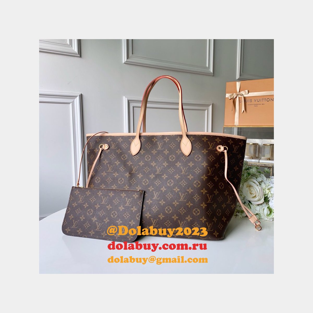 Top Quality louis vuitton neverfull GM M40990 beige 40CM