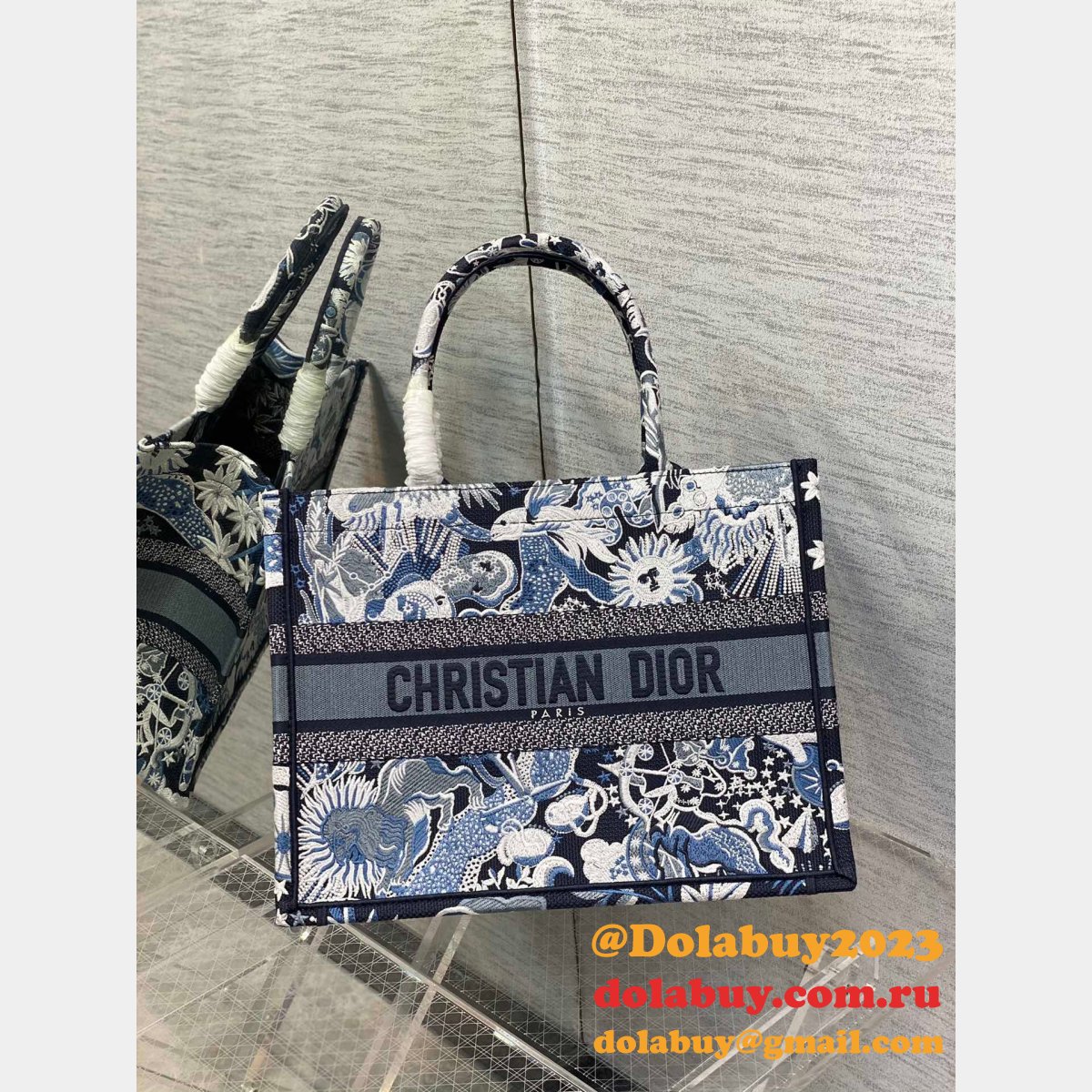 First Top Leather Fake Dior Designer CD Book Tote 36/41.5CM Bag