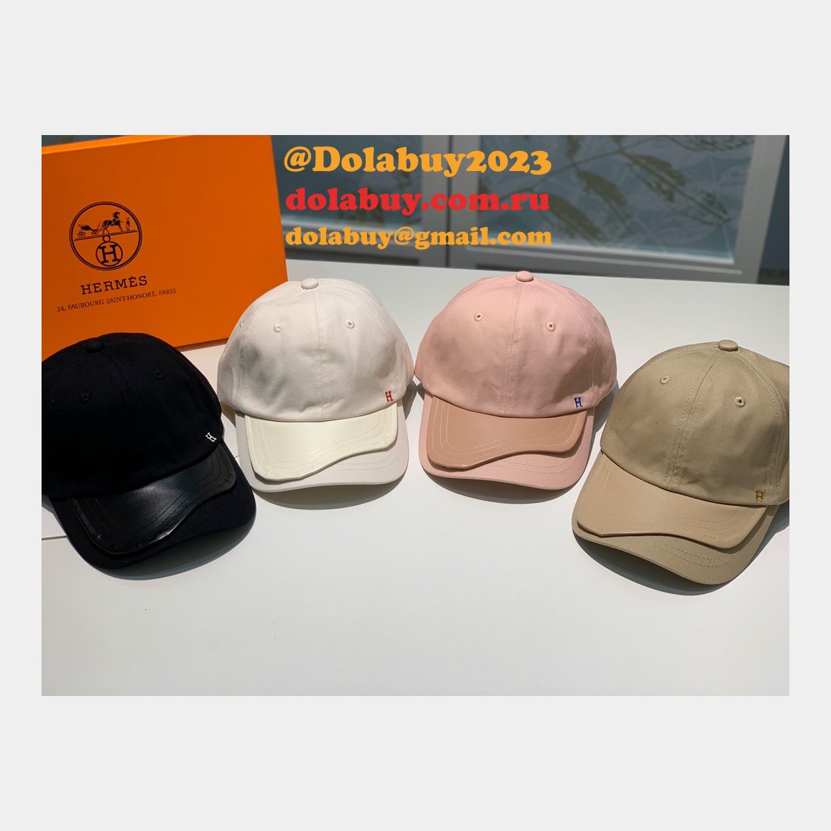 Hermes High Quality Canvas fabric Peaked cap
