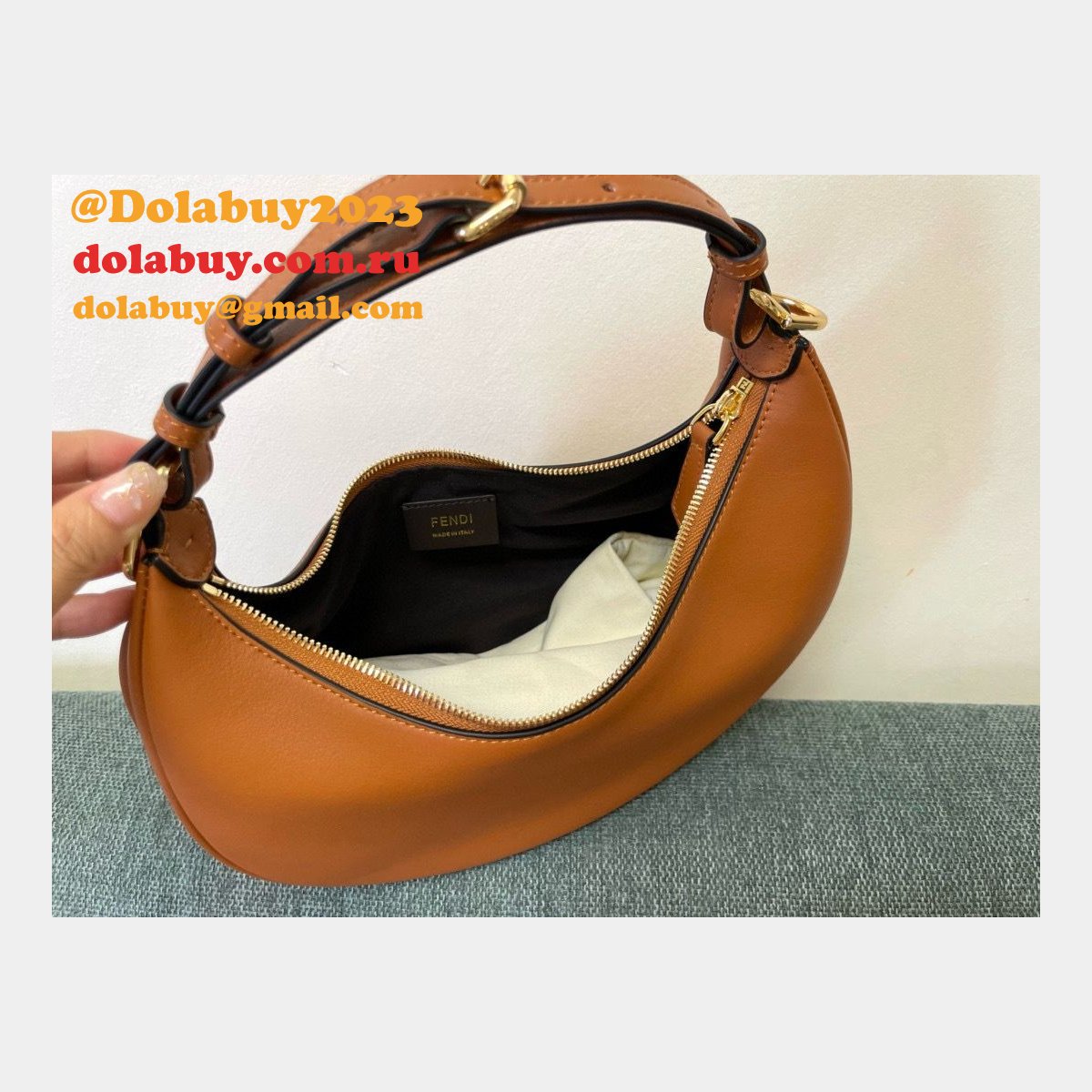 best F**di F**digraphy leather shoulder hobo bag