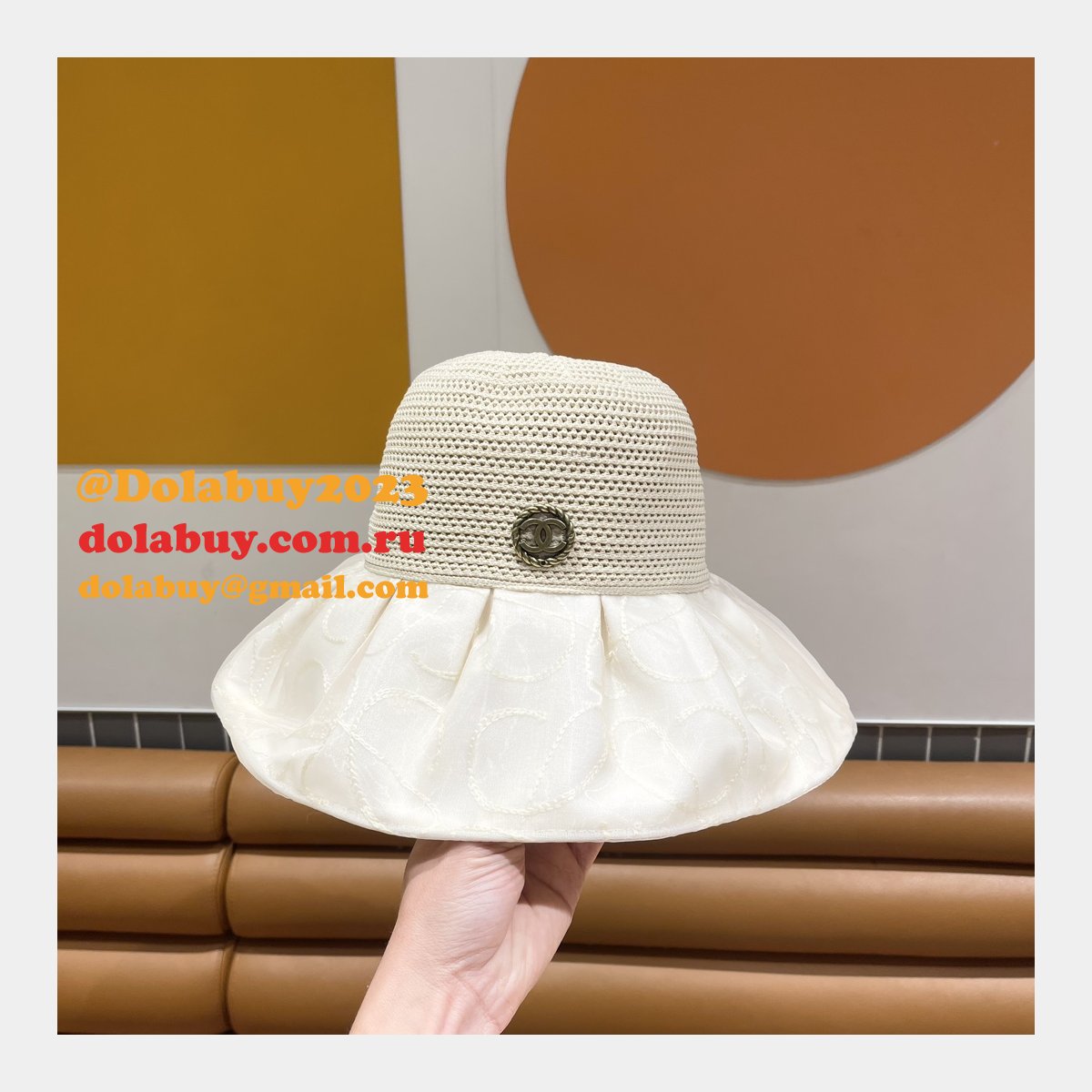 AAA+ CC Replica Big brim Camellia straw hat