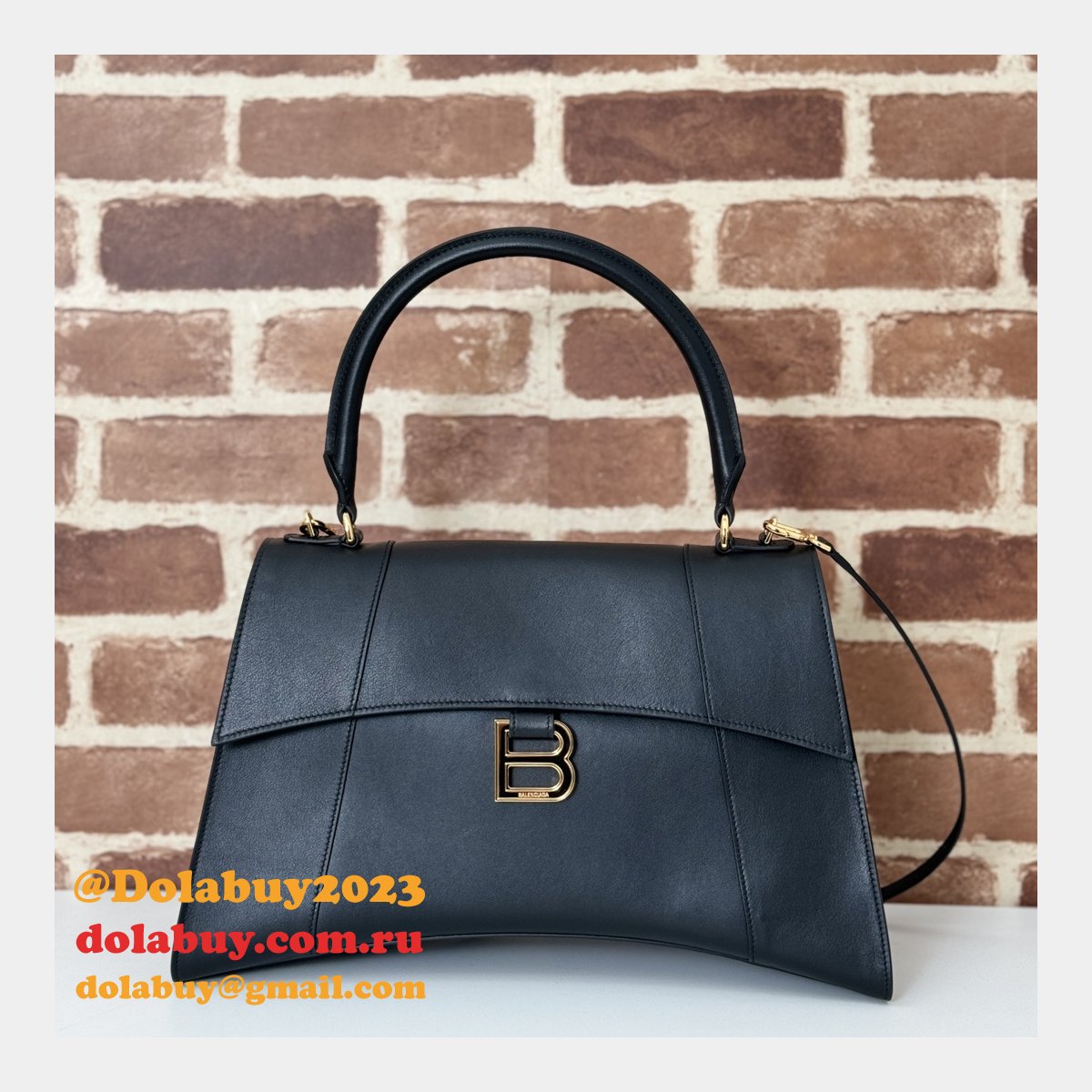 Balenciaga Replica Box In Black 812214 Hourglass Handbag