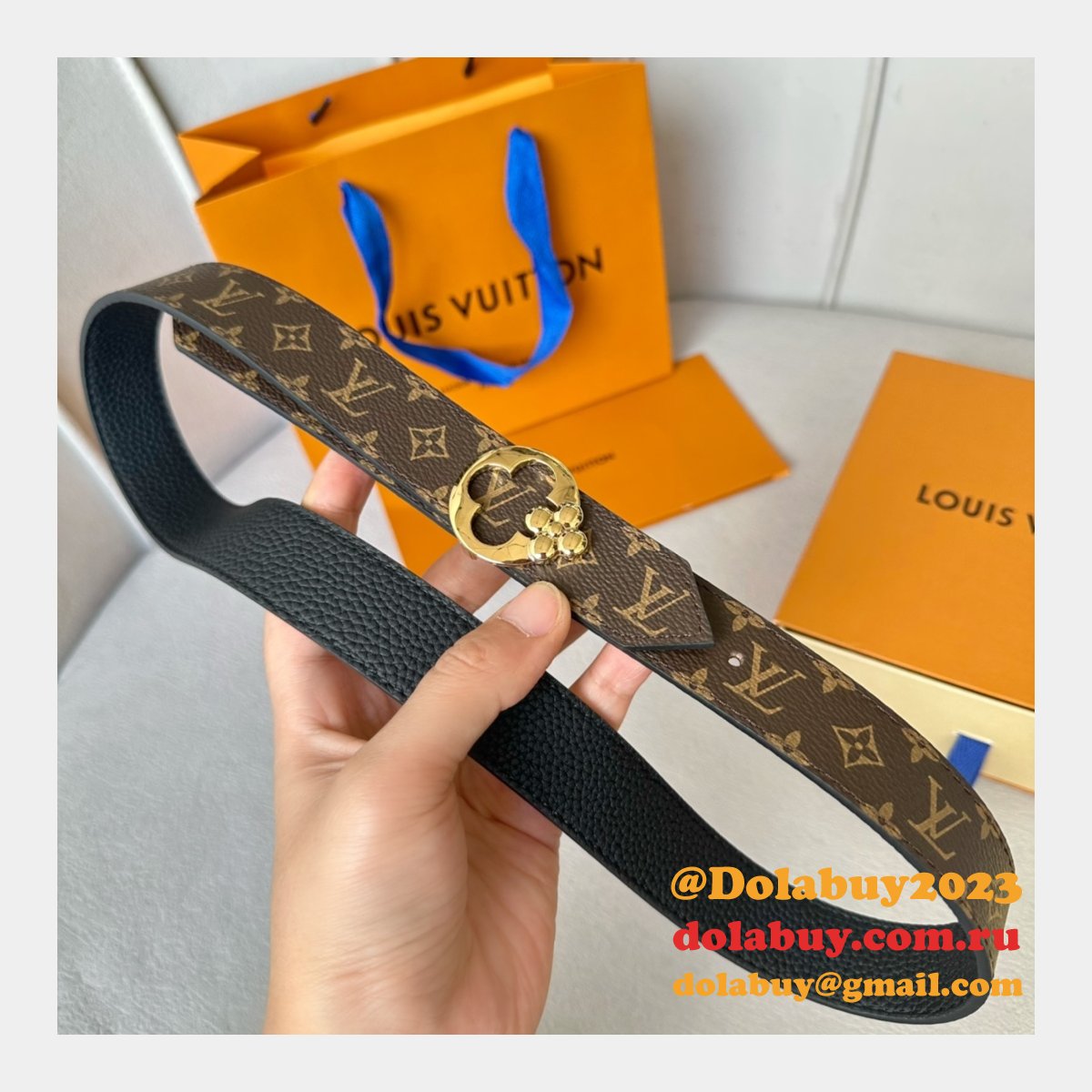 Designer LOUIS VUITTON Women Flowergram Belt 30MM